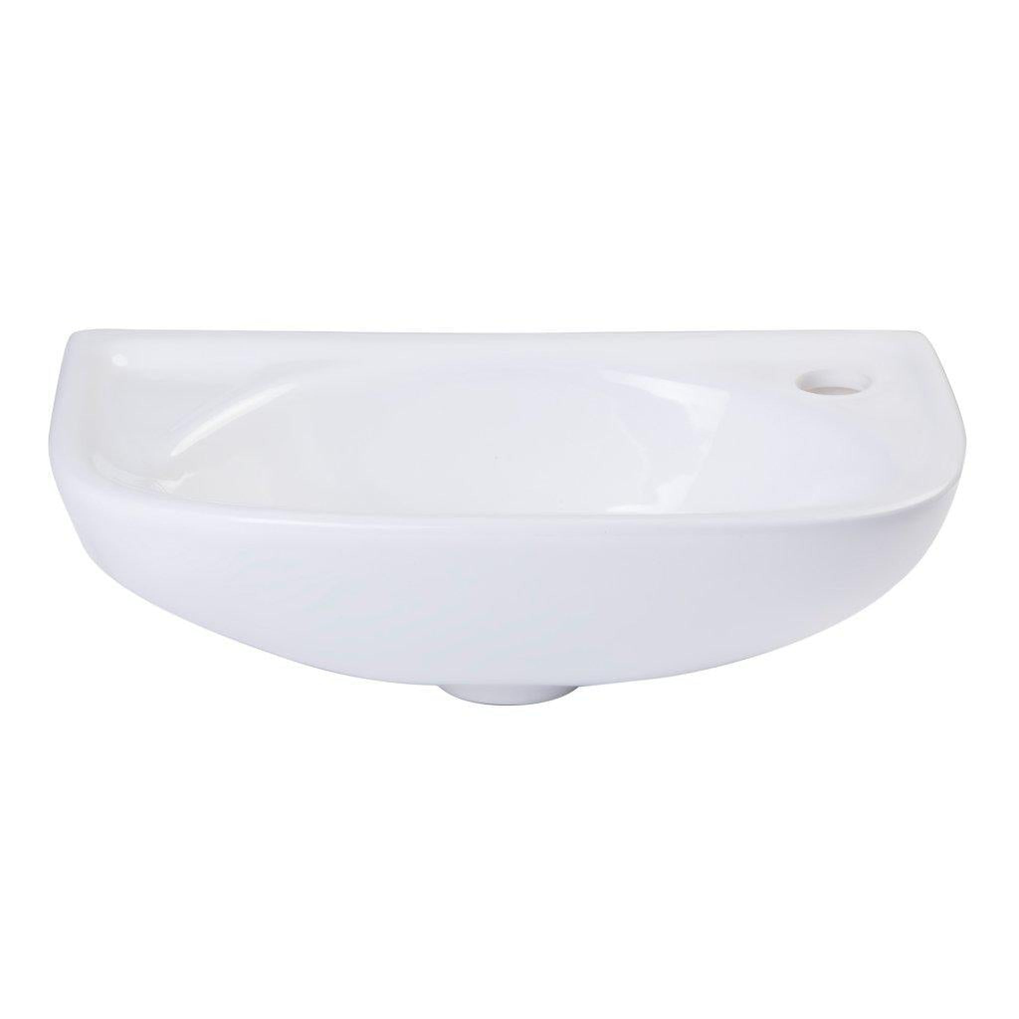 ALFI Brand, ALFI Brand AB102 16" White Wall-Mounted U-Shaped Ceramic Bathroom Sink With Single Faucet Hole