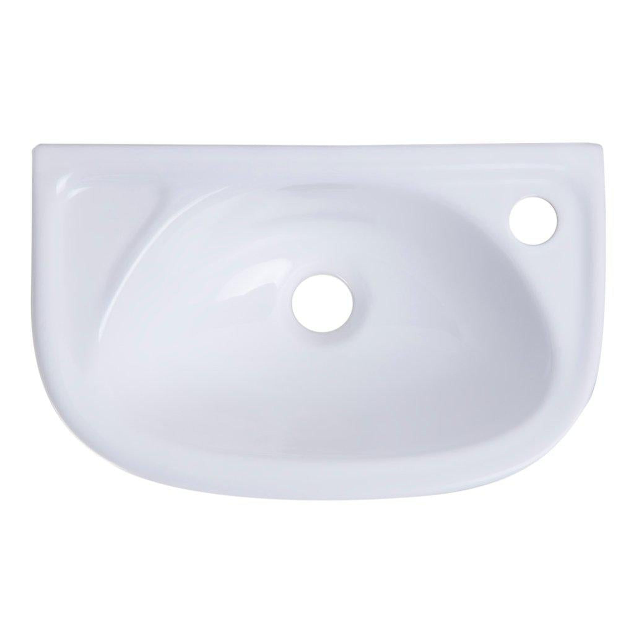 ALFI Brand, ALFI Brand AB102 16" White Wall-Mounted U-Shaped Ceramic Bathroom Sink With Single Faucet Hole