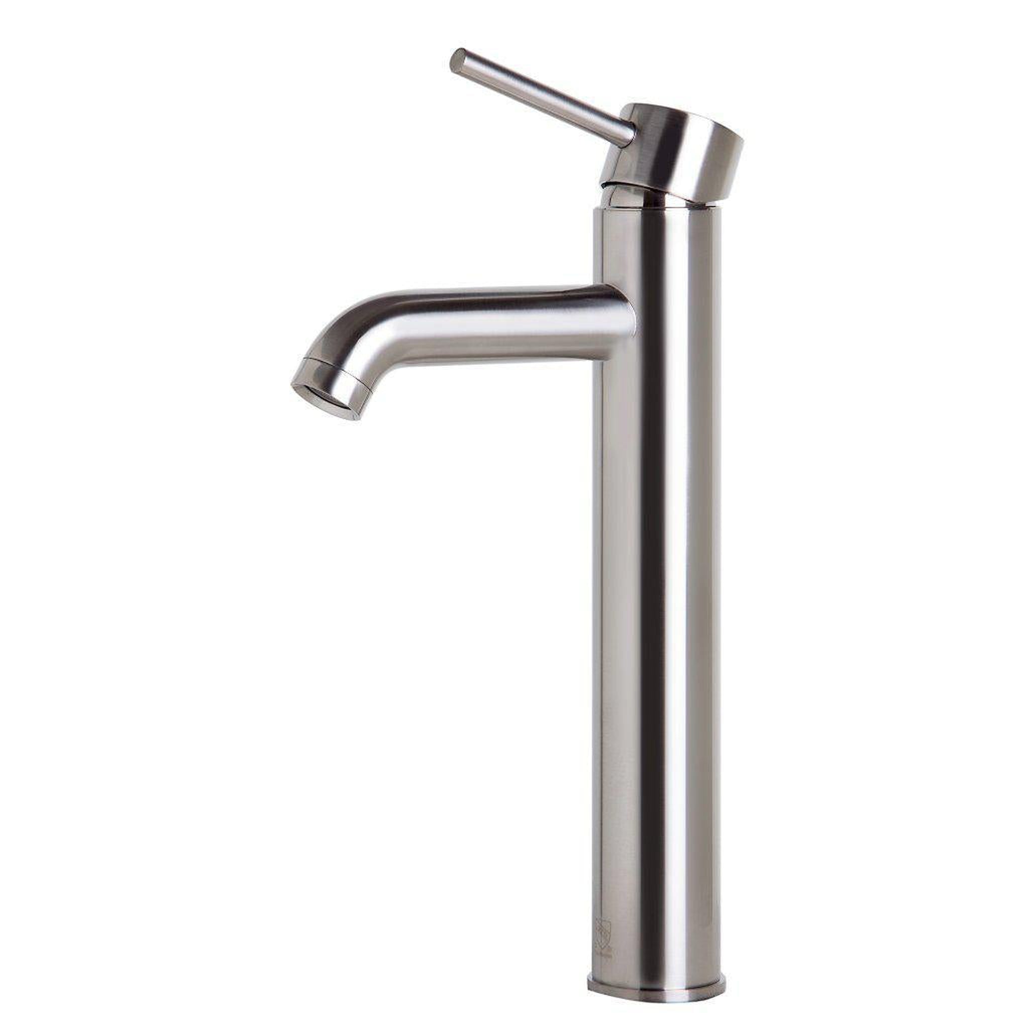 ALFI Brand, ALFI Brand AB1023-BN Brushed Nickel Vessel Round Spout Brass Bathroom Sink Faucet With Single Lever