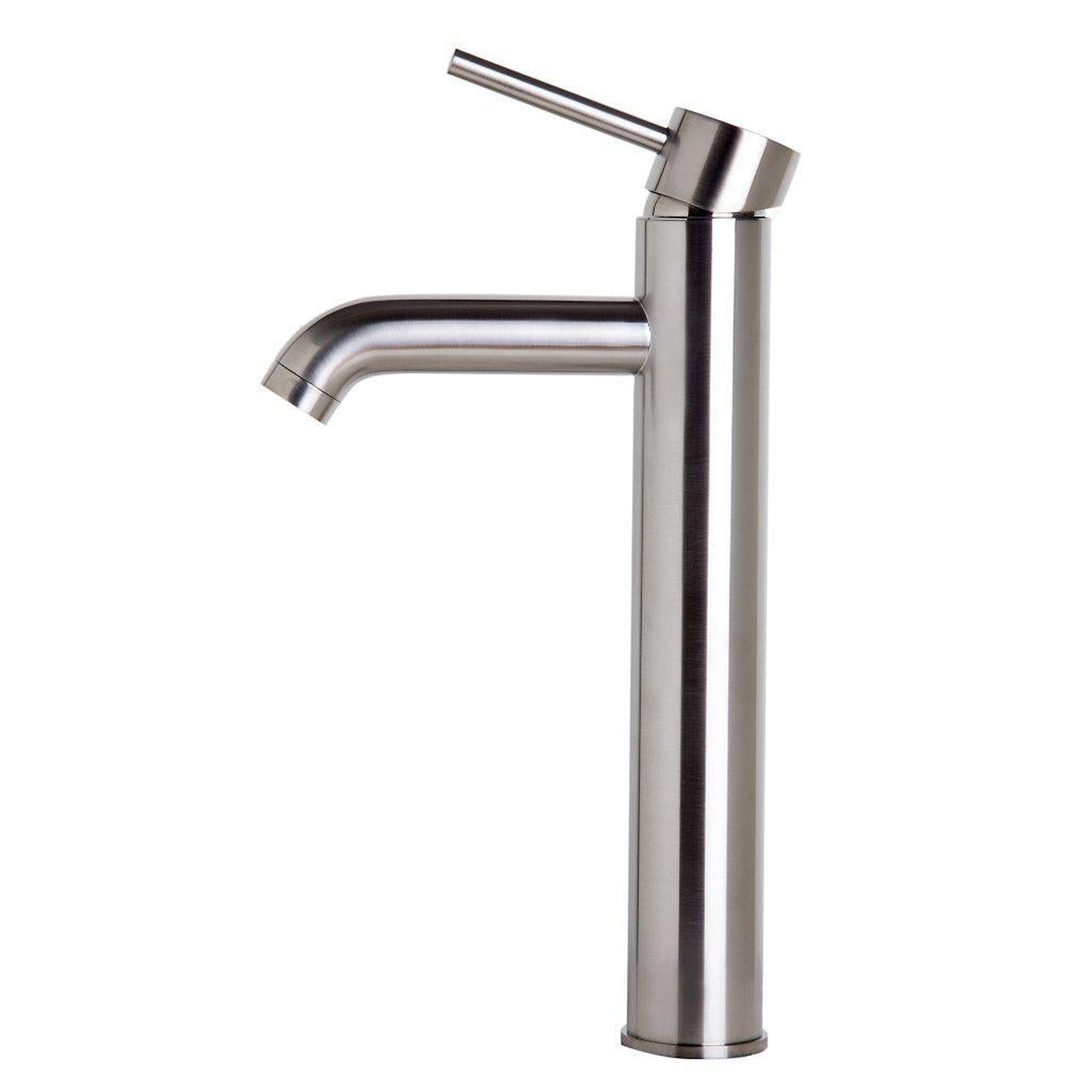 ALFI Brand, ALFI Brand AB1023-BN Brushed Nickel Vessel Round Spout Brass Bathroom Sink Faucet With Single Lever