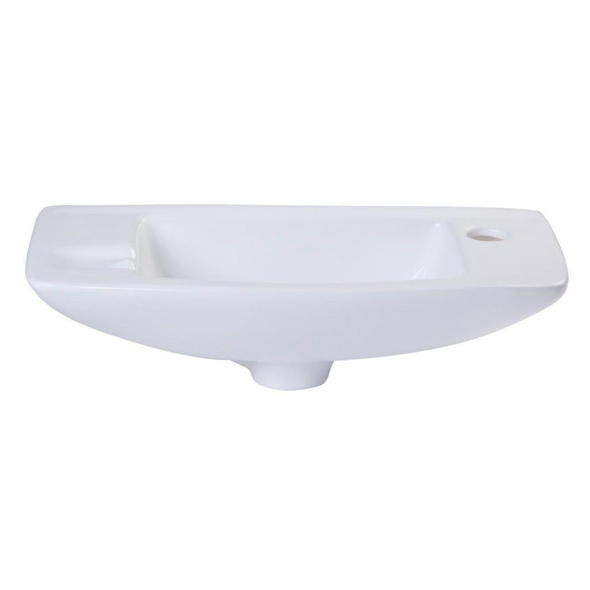 ALFI Brand, ALFI Brand AB103 18" White Wall-Mounted Rectangle Ceramic Bathroom Sink With Single Faucet Hole