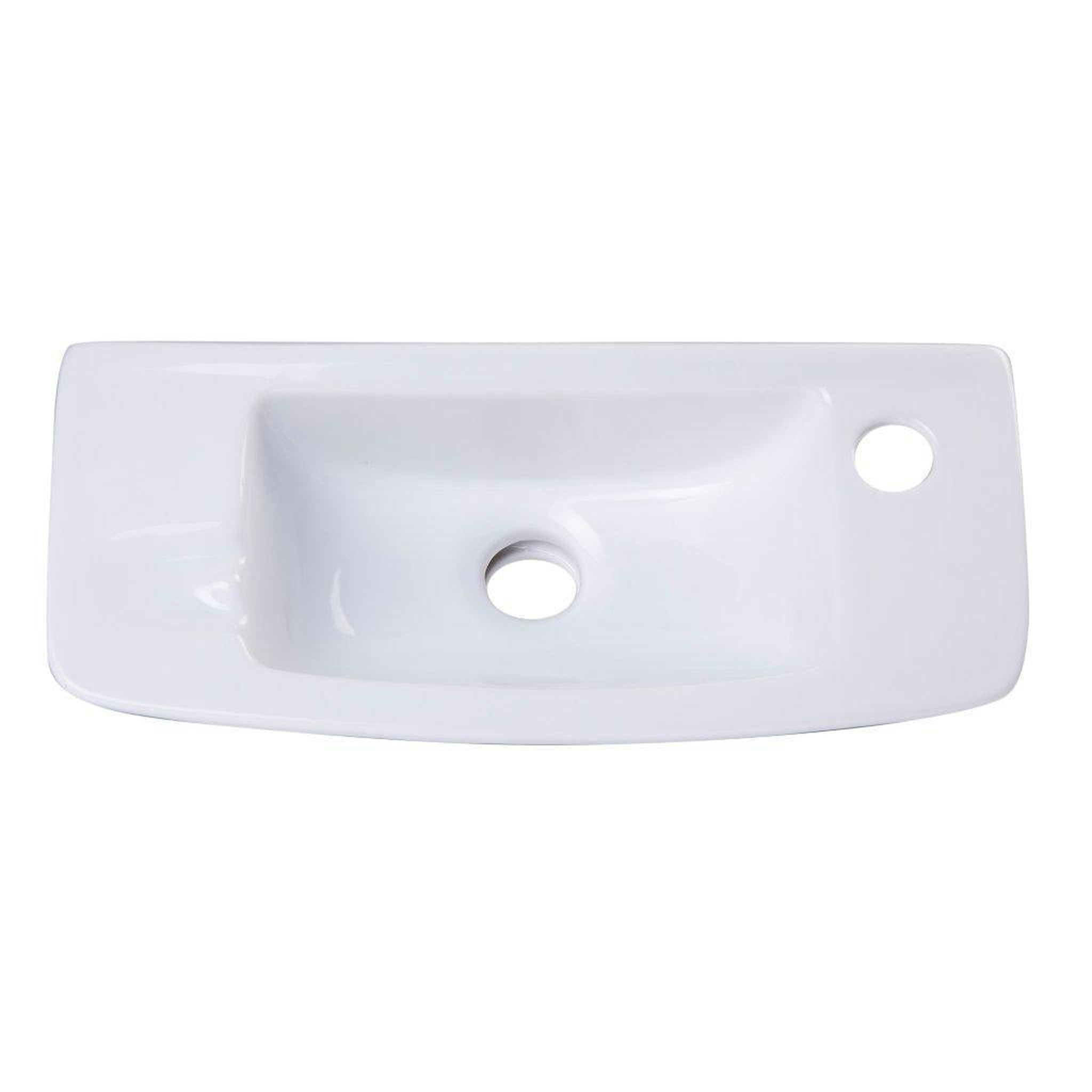 ALFI Brand, ALFI Brand AB103 18" White Wall-Mounted Rectangle Ceramic Bathroom Sink With Single Faucet Hole