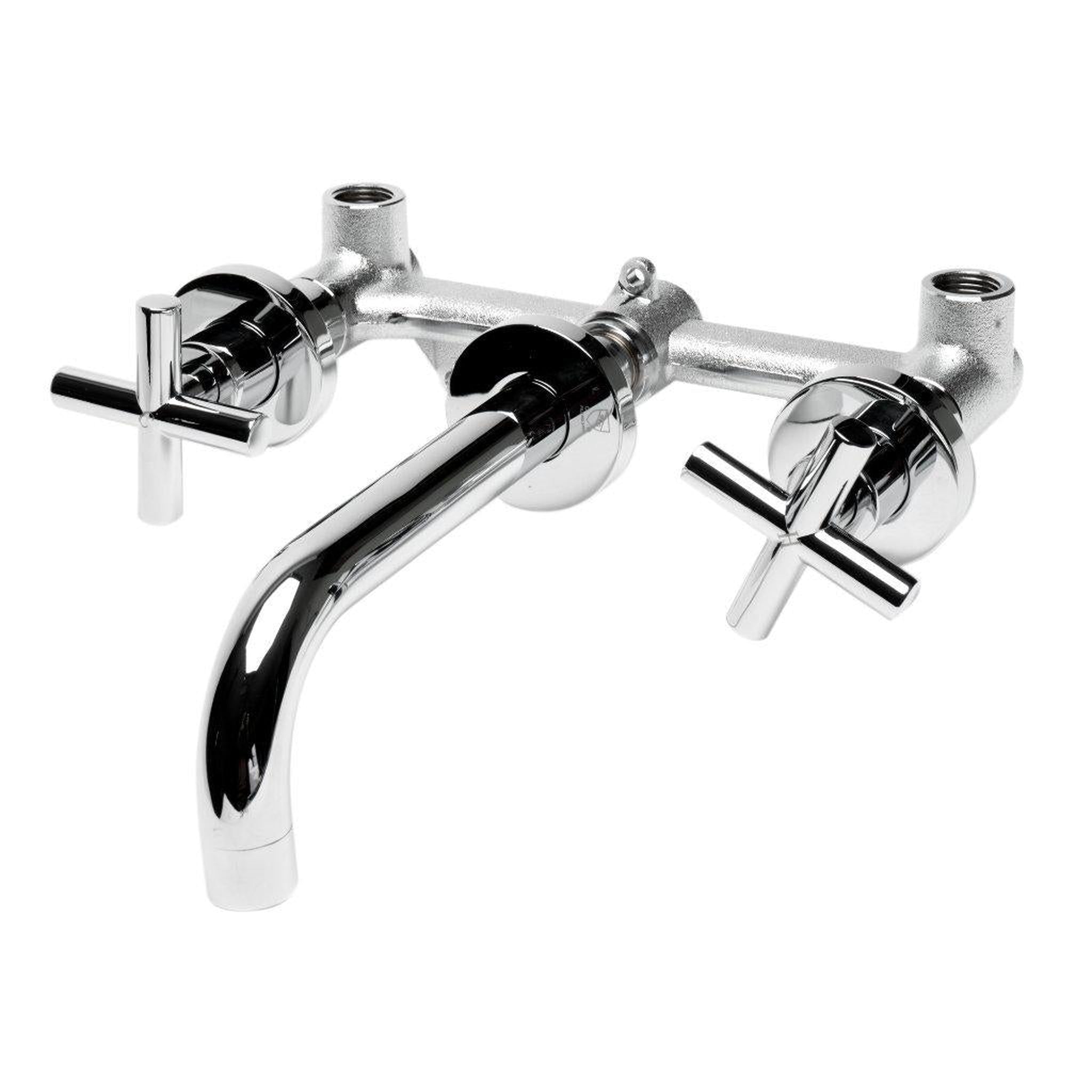 ALFI Brand, ALFI Brand AB1035-PC Polished Chrome Wall-Mounted Widespread Round Brass Bathroom Sink Faucet With Two Cross Handles