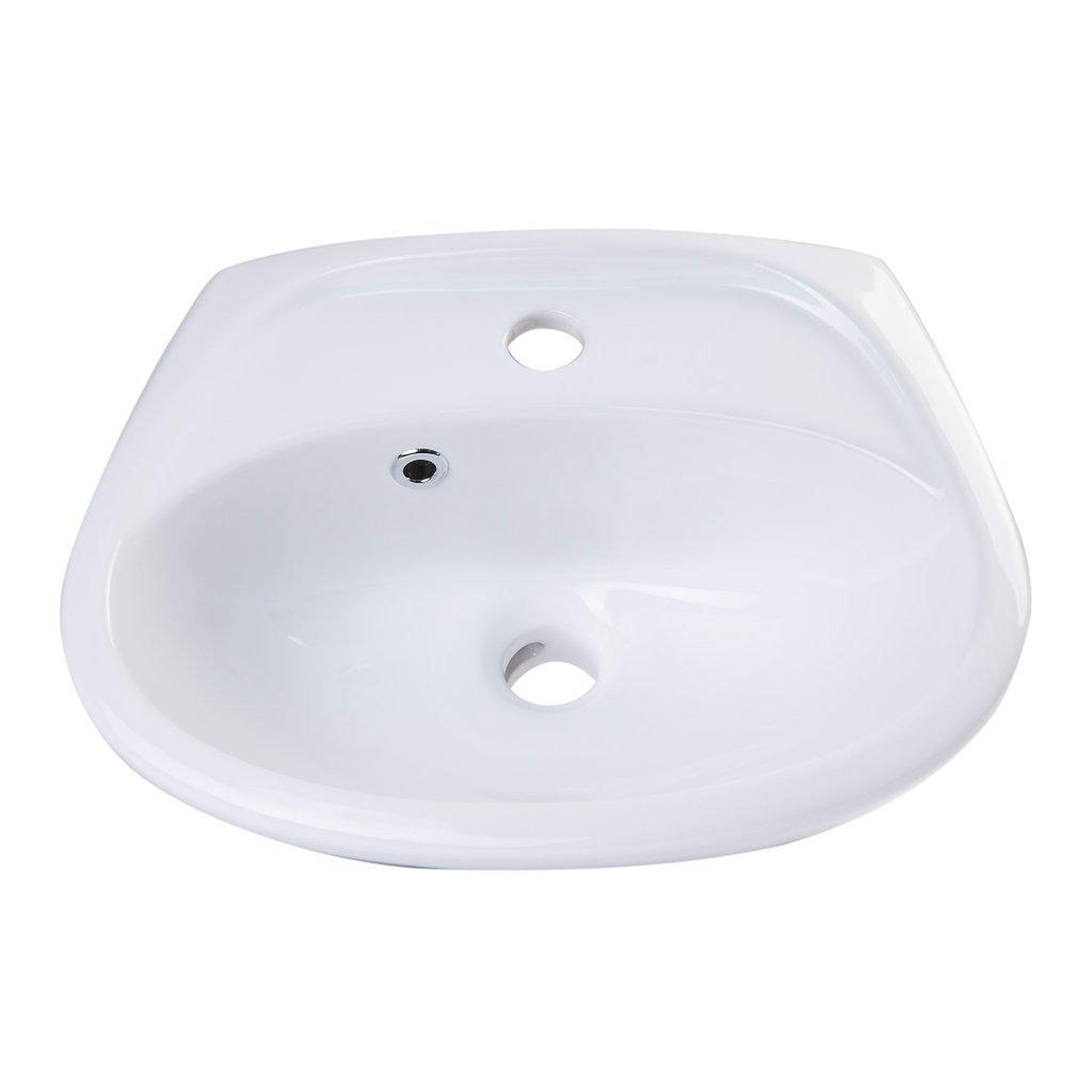 ALFI Brand, ALFI Brand AB106 17" White Wall-Mounted Oval Ceramic Sink With Single Faucet Hole and Overflow