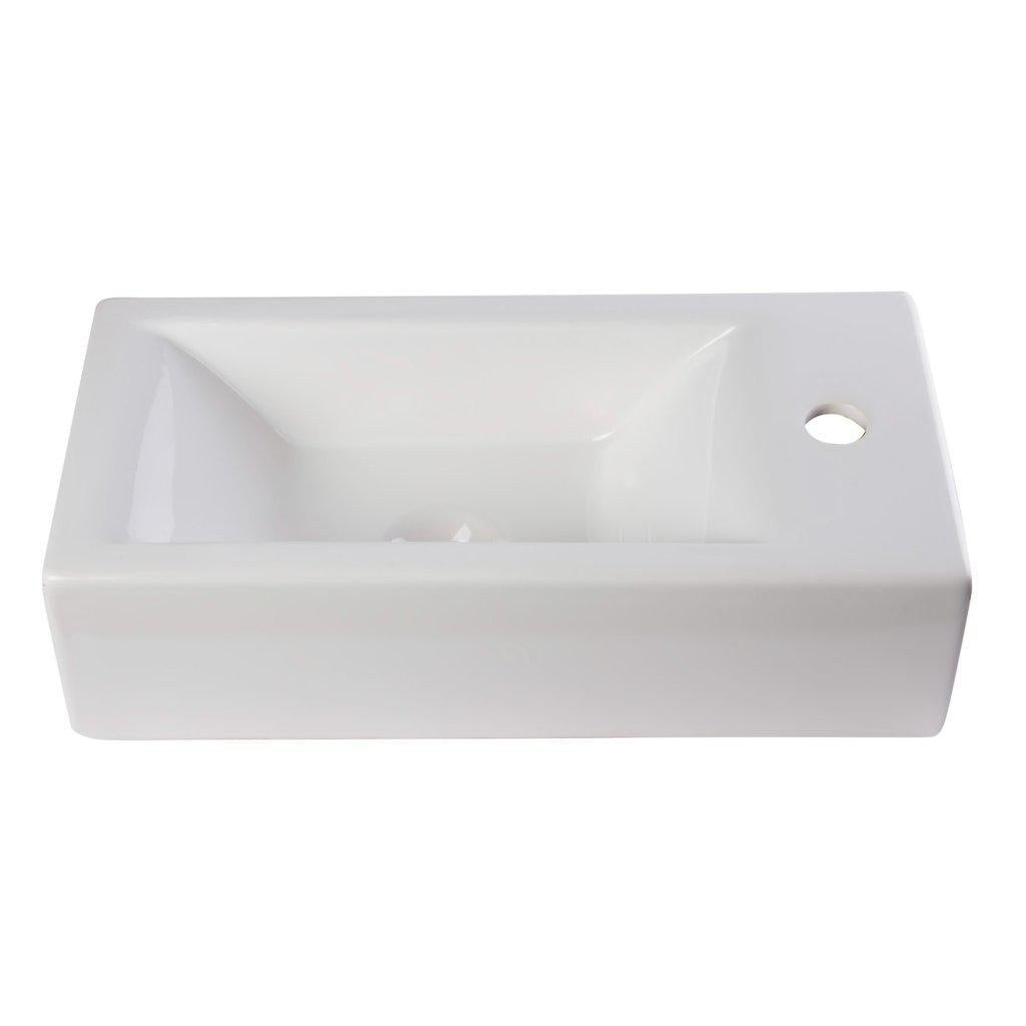 ALFI Brand, ALFI Brand AB108 20" White Wall-Mounted Rectangle Ceramic Bathroom Sink With Single Faucet Hole