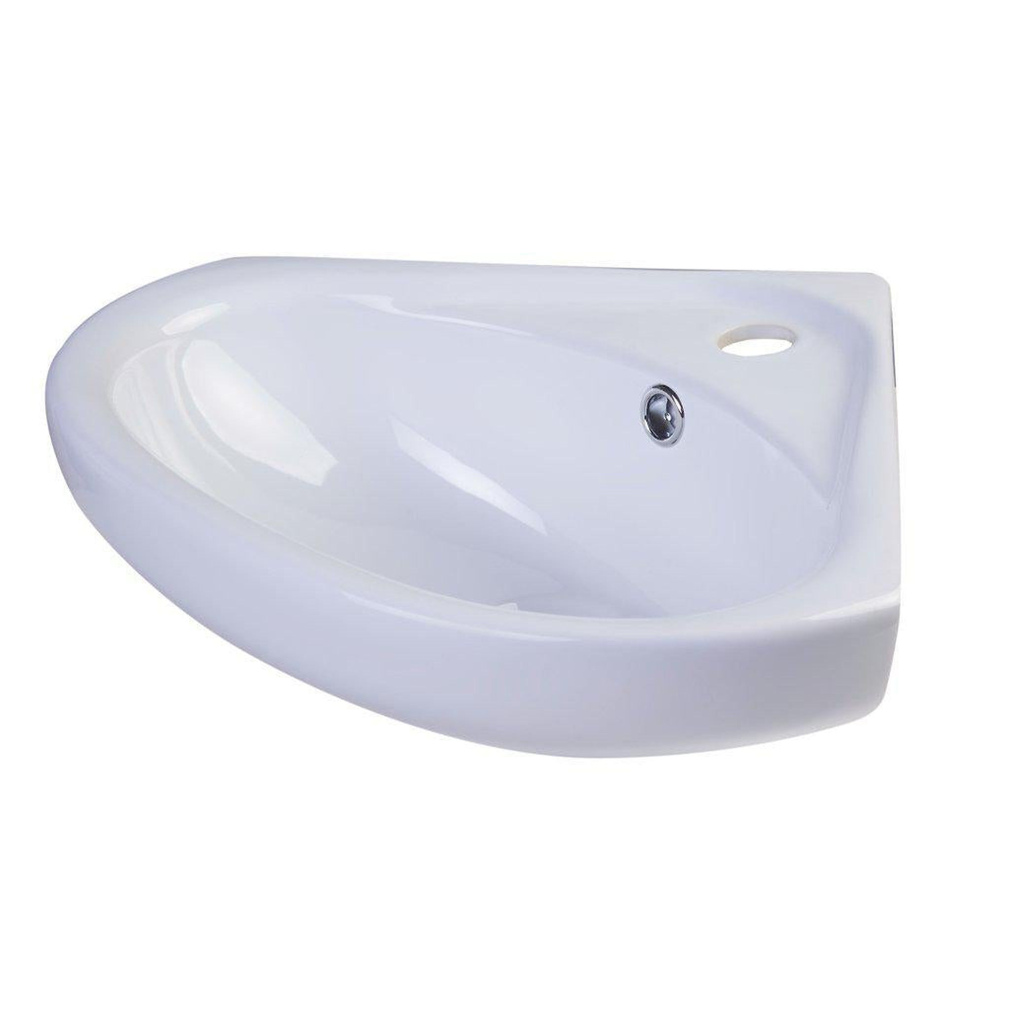 ALFI Brand, ALFI Brand AB109 19" White Wall-Mounted Corner Ceramic Bathroom Sink With Single Faucet Hole and Overflow