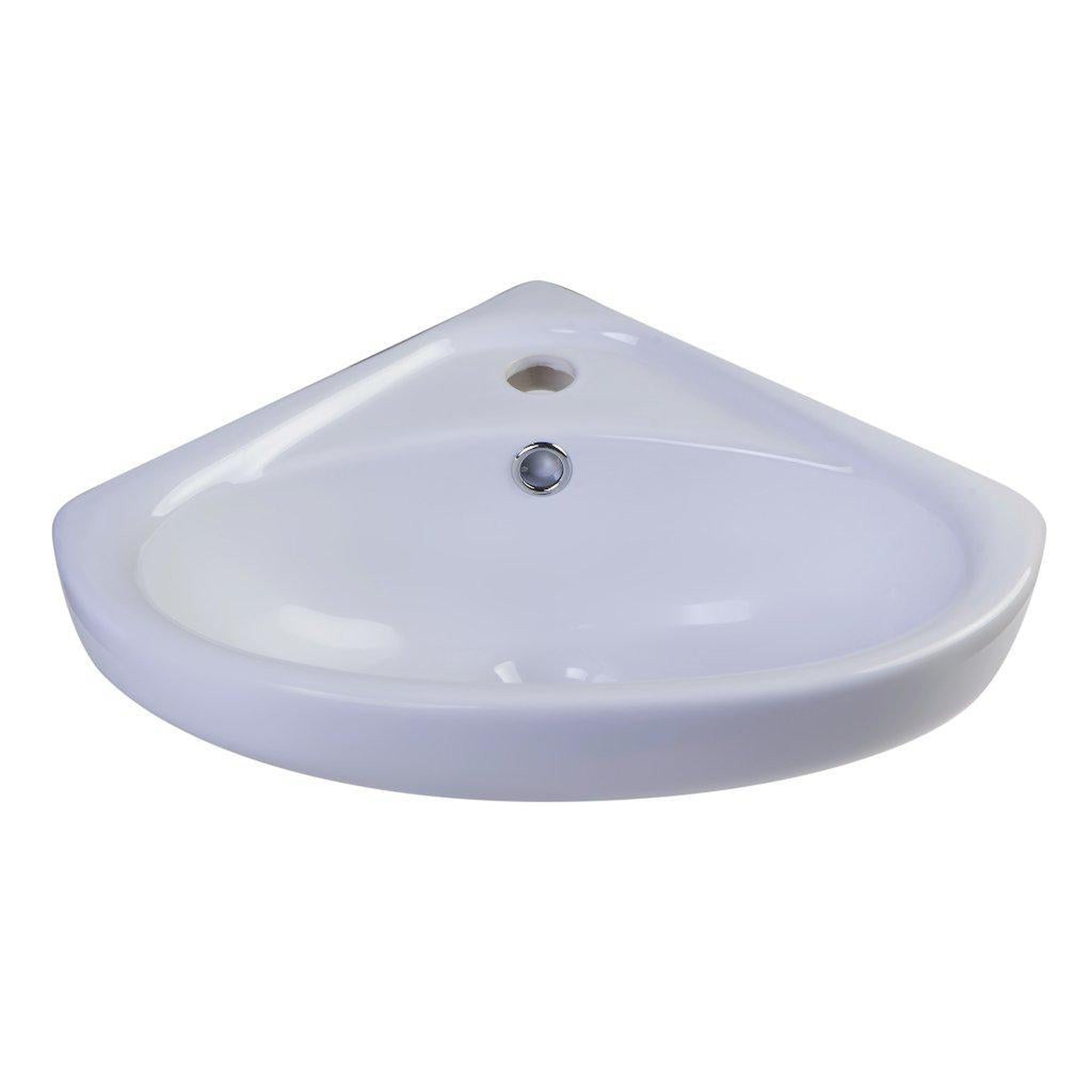 ALFI Brand, ALFI Brand AB109 19" White Wall-Mounted Corner Ceramic Bathroom Sink With Single Faucet Hole and Overflow