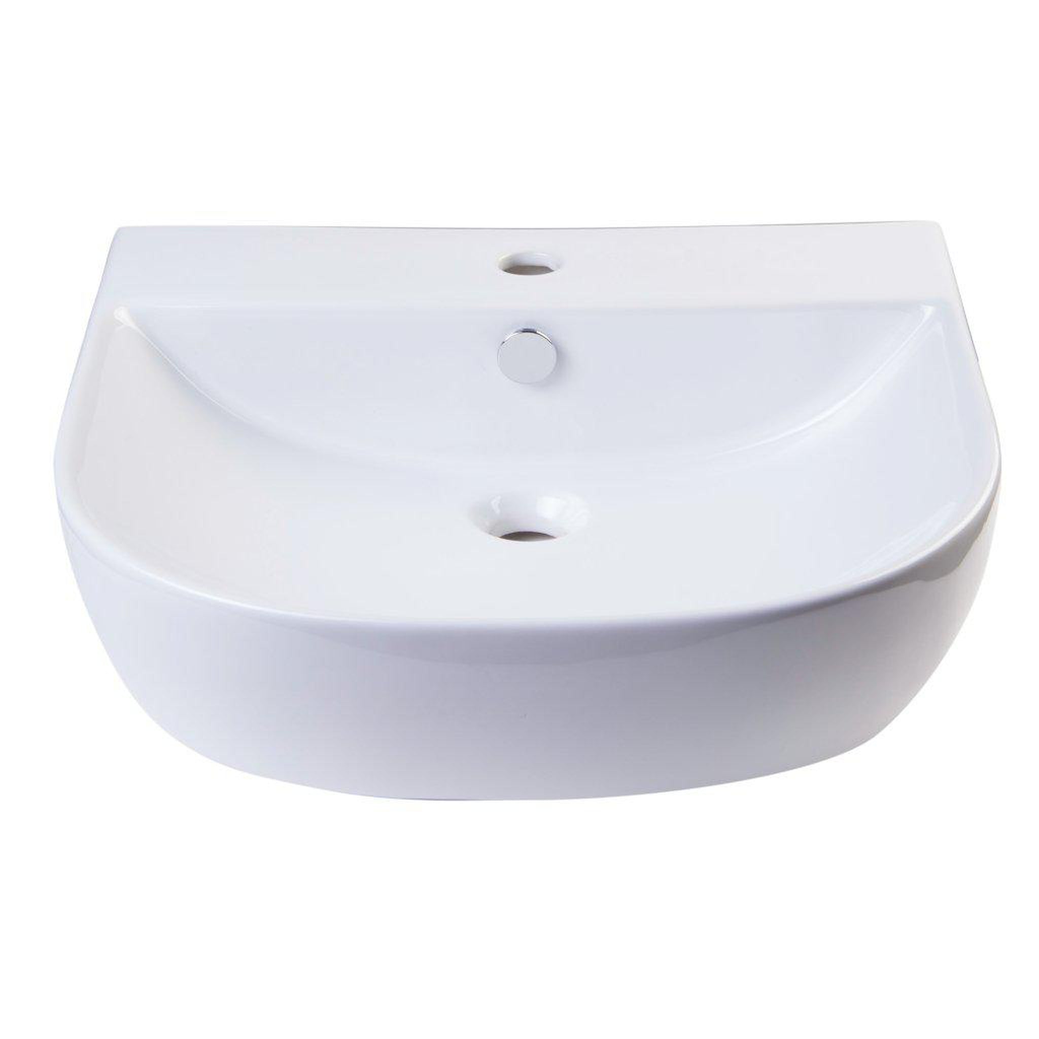 ALFI Brand, ALFI Brand AB110 20" White Wall-Mounted D-Shaped Ceramic Bathroom Sink With Single Faucet Hole and Overflow