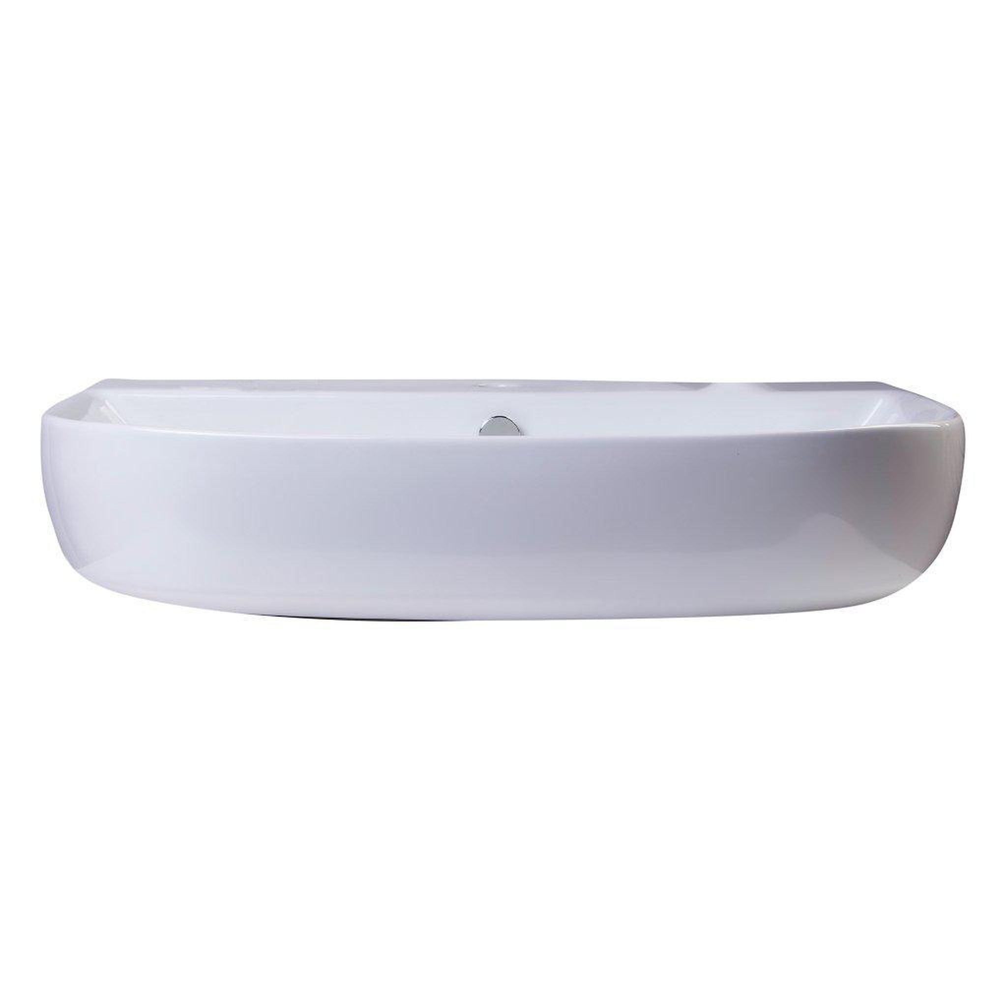 ALFI Brand, ALFI Brand AB112 28" White Wall-Mounted D-Shaped Ceramic Bathroom Sink With Single Faucet Hole and Overflow