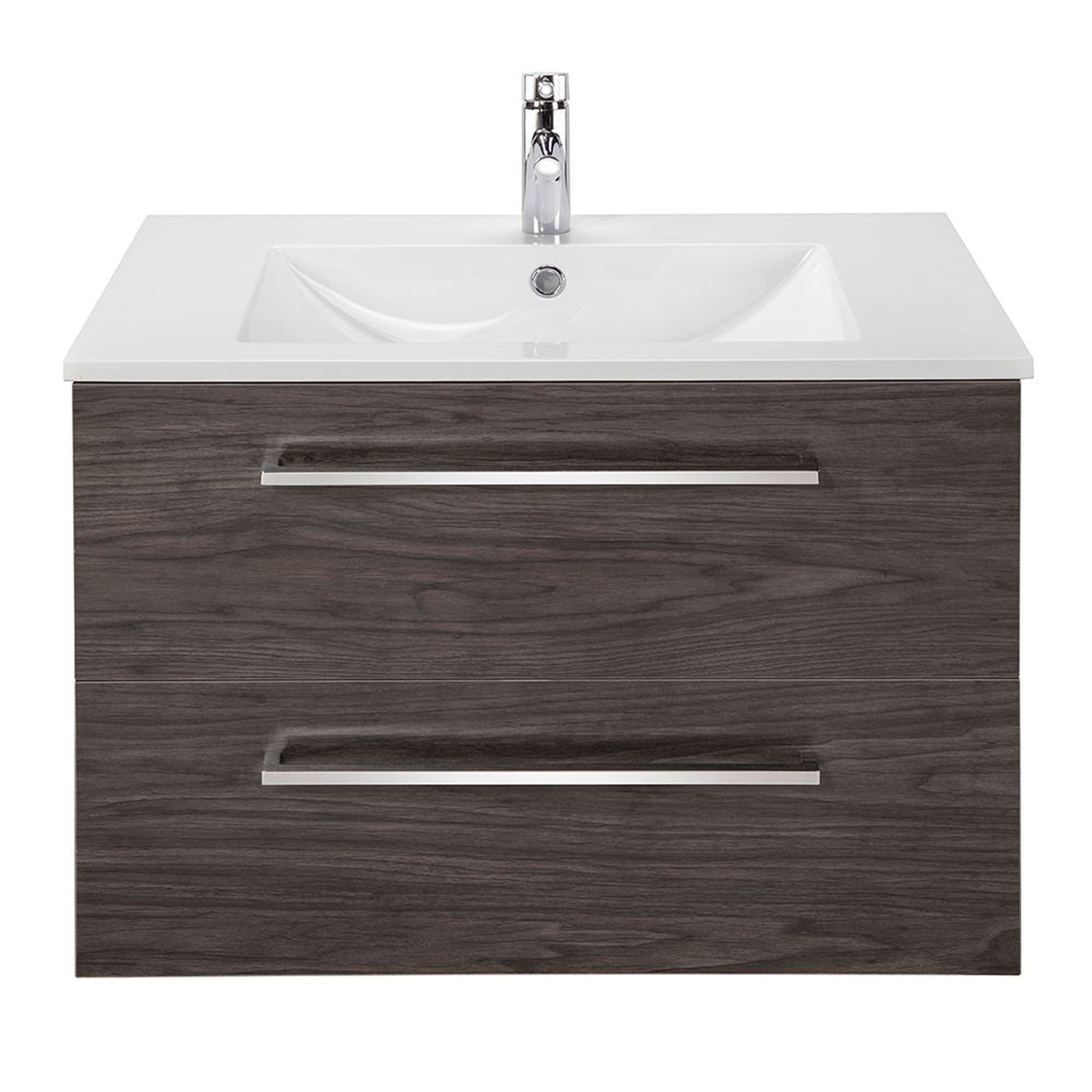 American Bath Factory, Abby Bath Aiden 30” x 20” Wall-Mounted Vanity in Noir Finish With Two Drawers and Chrome Handles