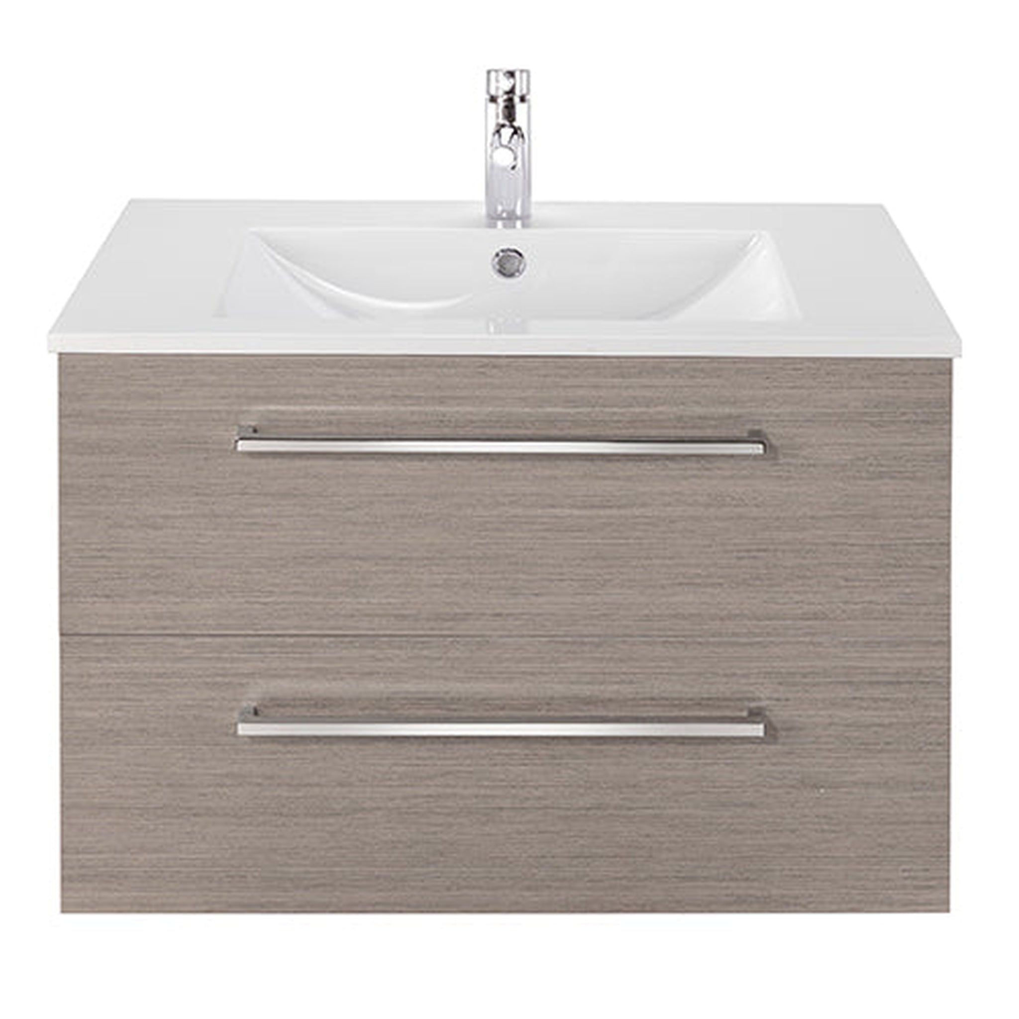 American Bath Factory, Abby Bath Aiden 30” x 20” Wall-Mounted Vanity in Slate Finish With Two Drawers and Chrome Handles