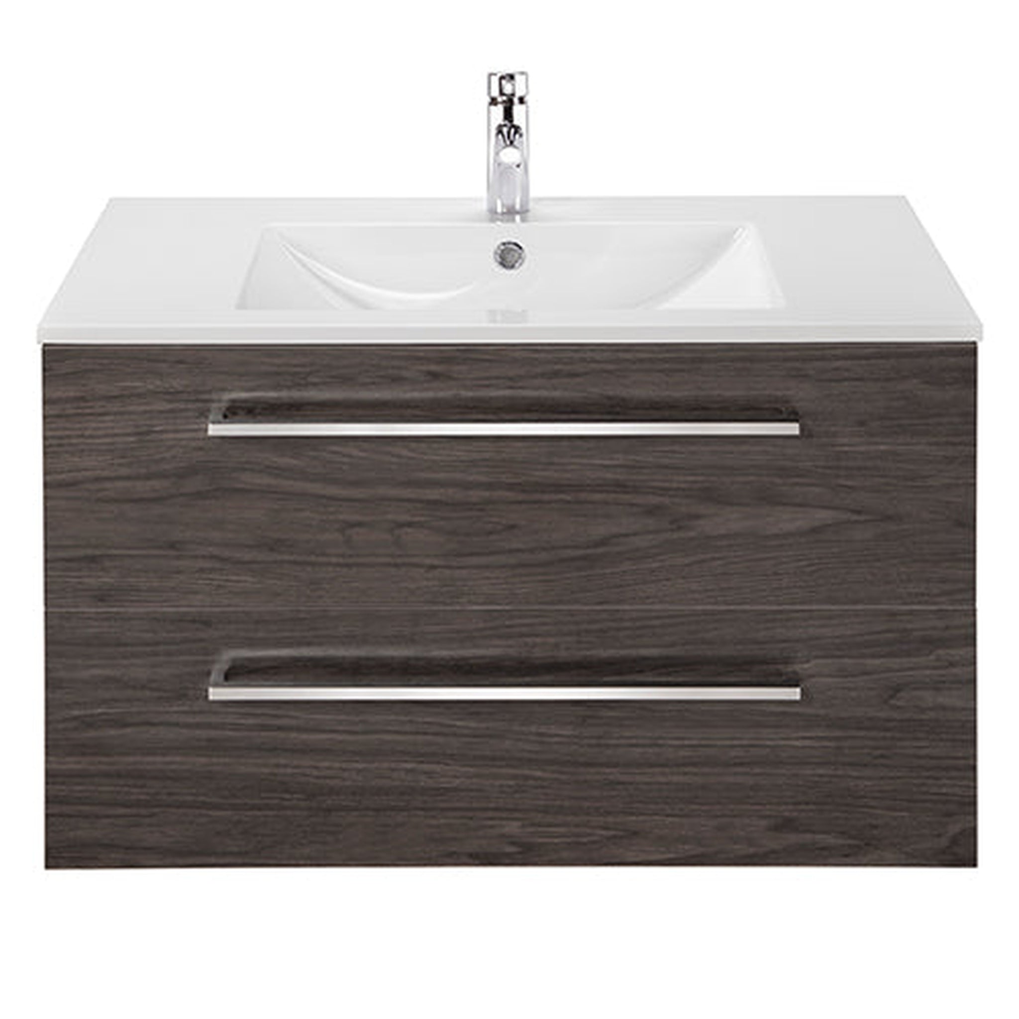 American Bath Factory, Abby Bath Aiden 36” x 20” Wall-Mounted Vanity in Noir Finish With Two Drawers and Chrome Handles