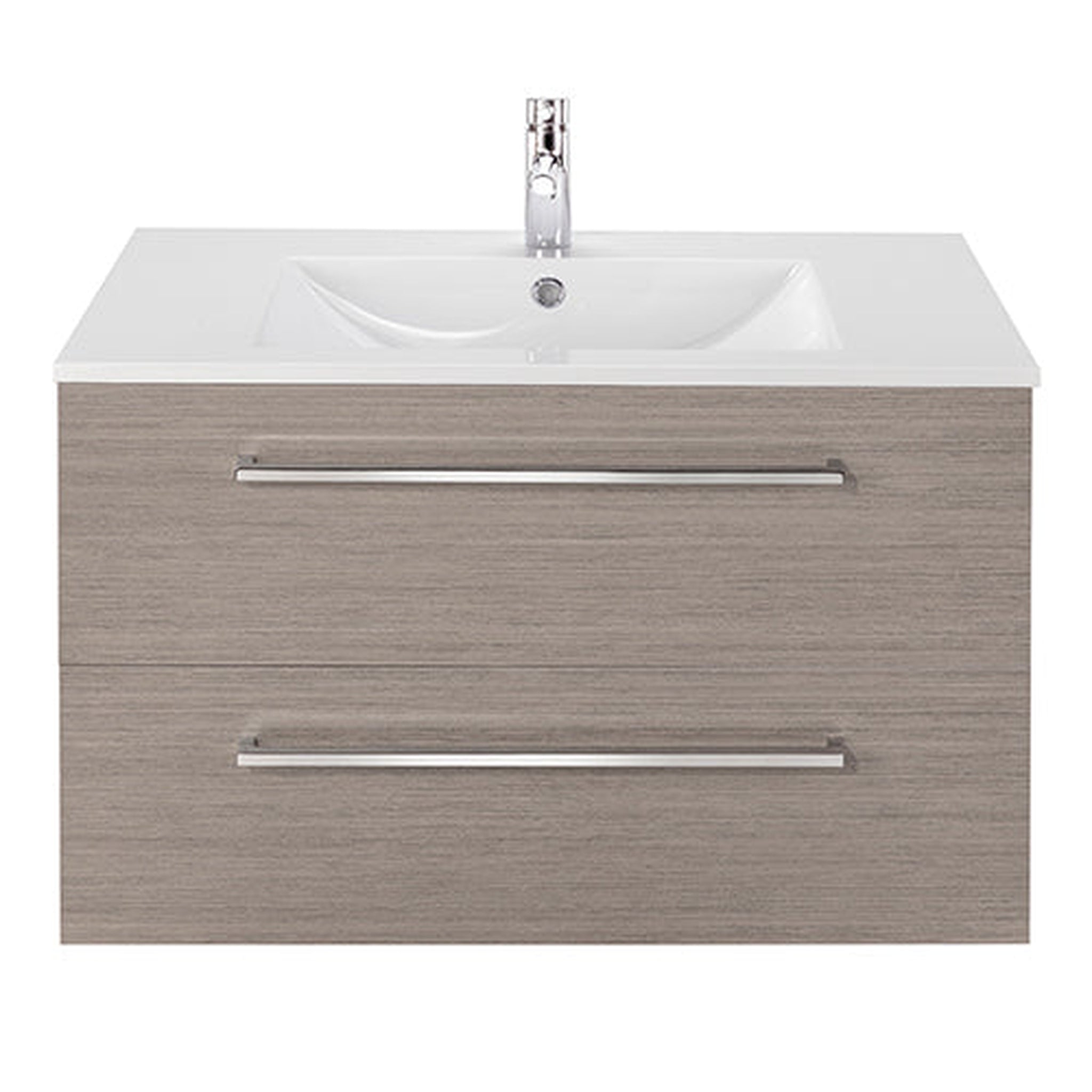 American Bath Factory, Abby Bath Aiden 36” x 20” Wall-Mounted Vanity in Slate Finish With Two Drawers and Chrome Handles