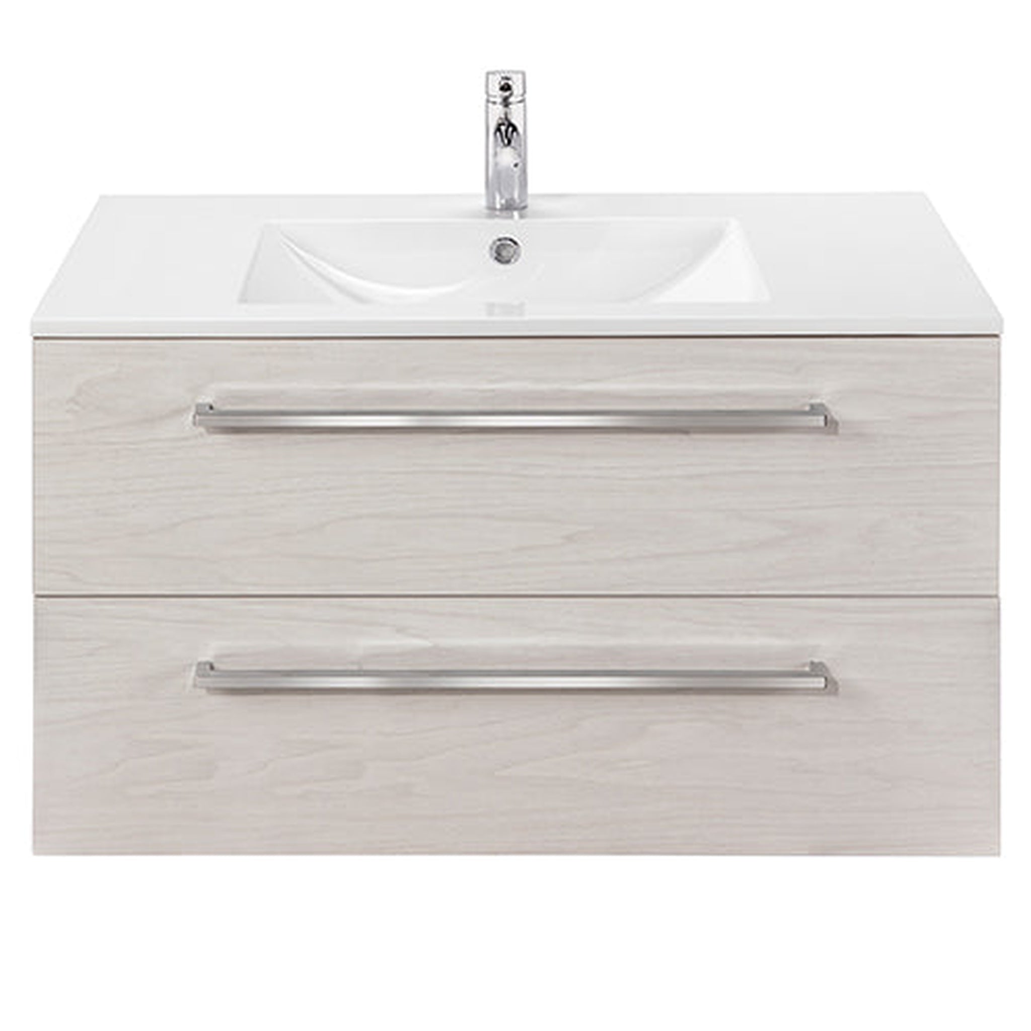 American Bath Factory, Abby Bath Aiden 36” x 20” Wall-Mounted Vanity in Winter White Finish With Two Drawers and Chrome Handles