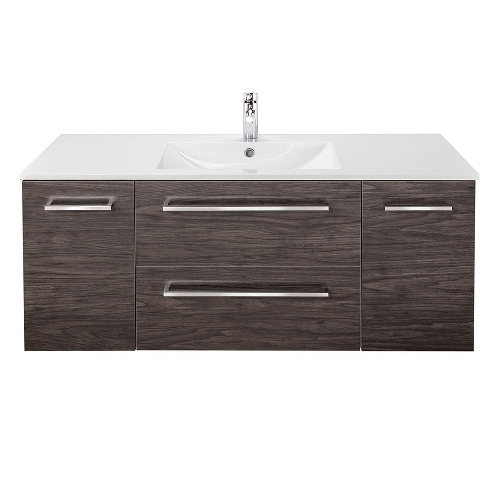 American Bath Factory, Abby Bath Aiden 48” x 20” Wall-Mounted Vanity in Noir Finish With Two Drawers and Chrome Handles