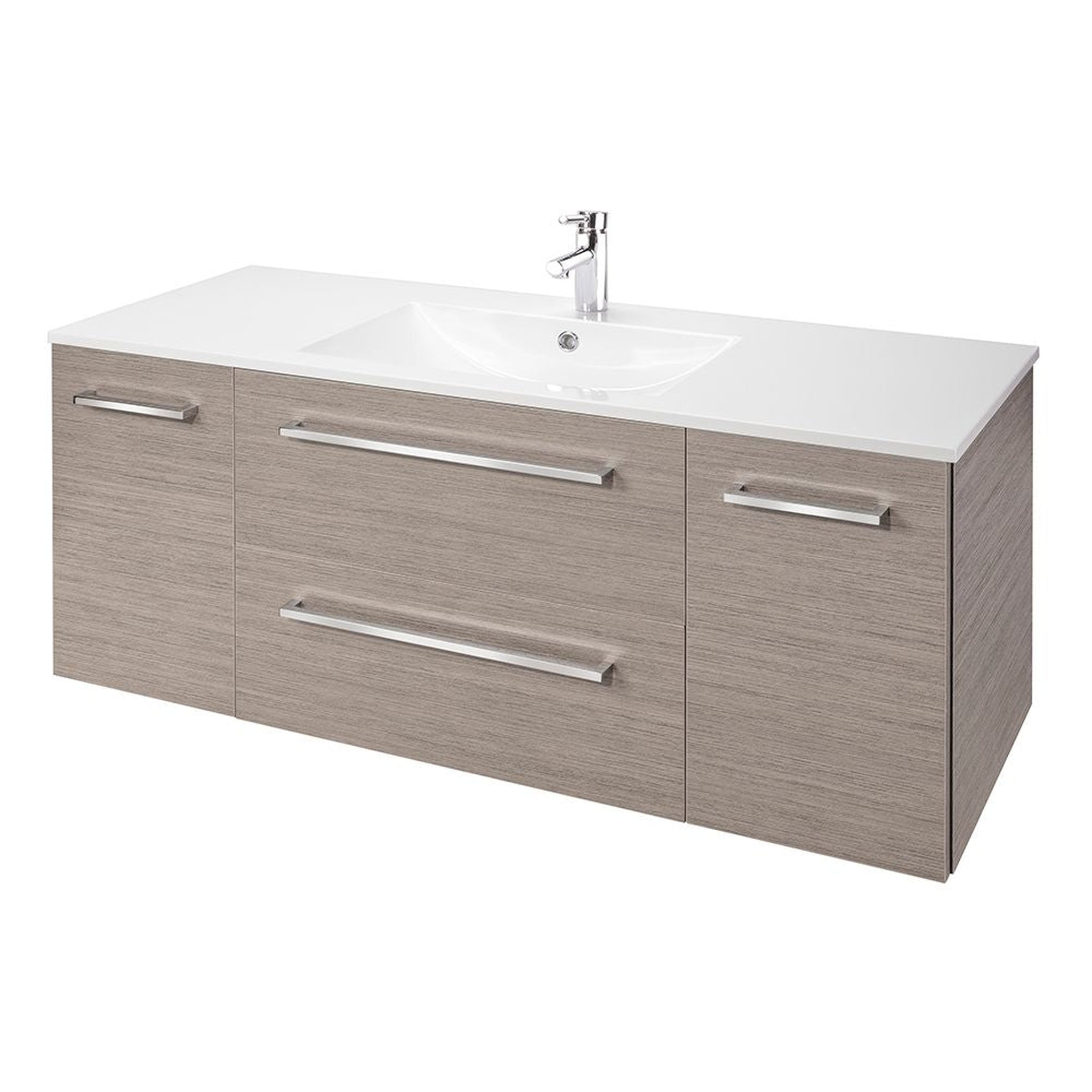 American Bath Factory, Abby Bath Aiden 48” x 20” Wall-Mounted Vanity in Slate Finish With Two Drawers and Chrome Handles