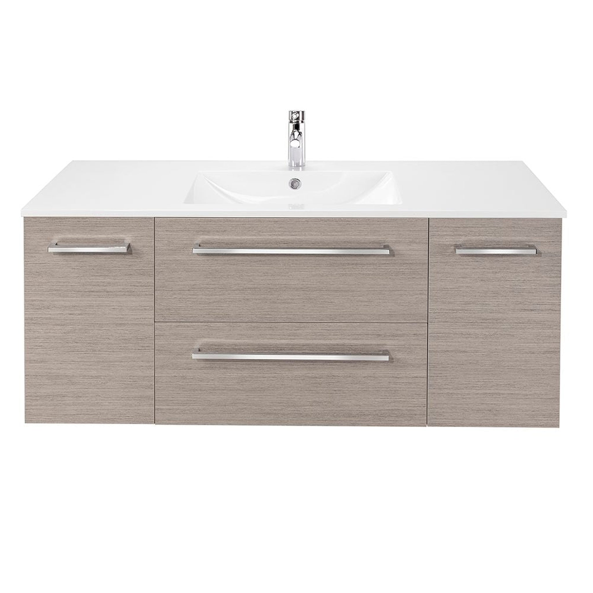 American Bath Factory, Abby Bath Aiden 48” x 20” Wall-Mounted Vanity in Slate Finish With Two Drawers and Chrome Handles