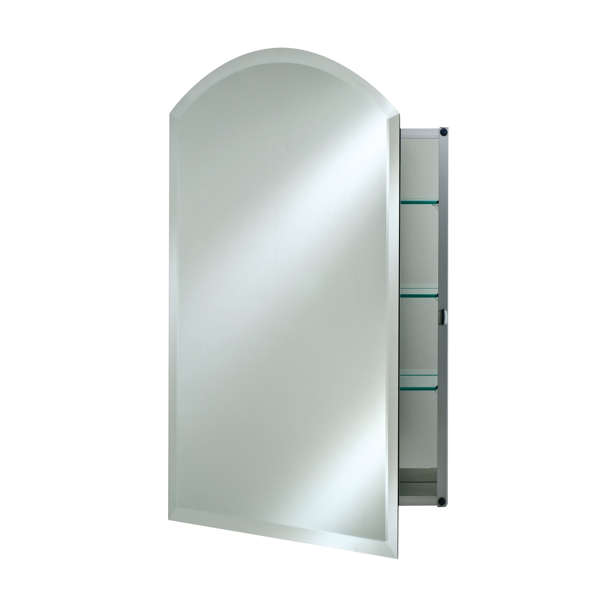 Afina, Afina Arch Top 16" x 25" Recessed Left Hinged Single Door Medicine Cabinet With Beveled Edge Mirror