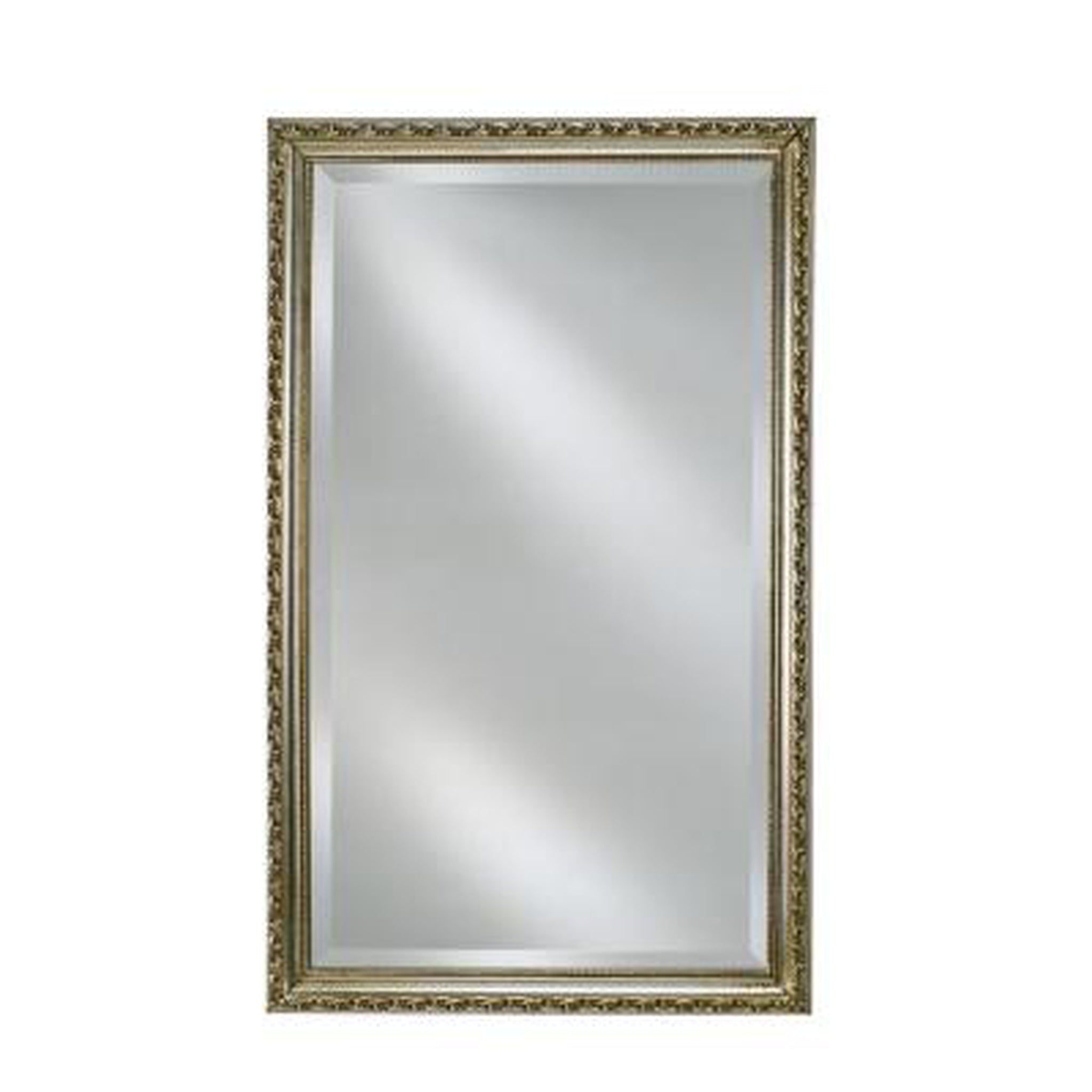 Afina, Afina Basix 16" x 22" Antique Silver Recessed Left Or Right Hinged Single Door Beveled Mirror Medicine Cabinet