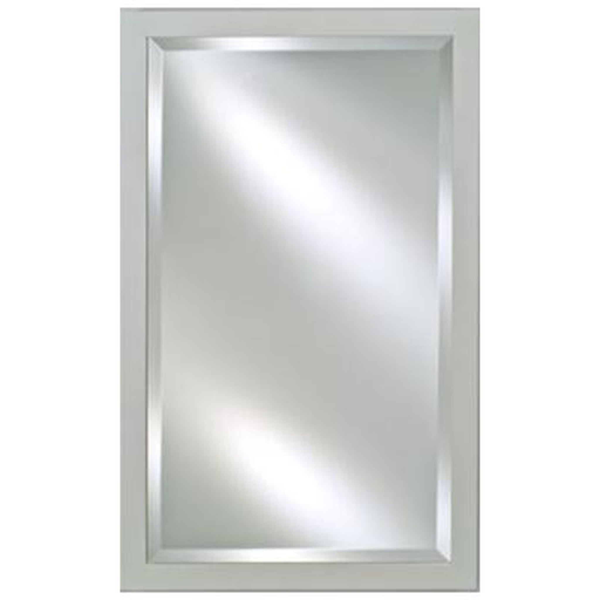 Afina, Afina Basix 20" x 30" Satin White Recessed Left Or Right Hinged Single Door Beveled Mirror Medicine Cabinet