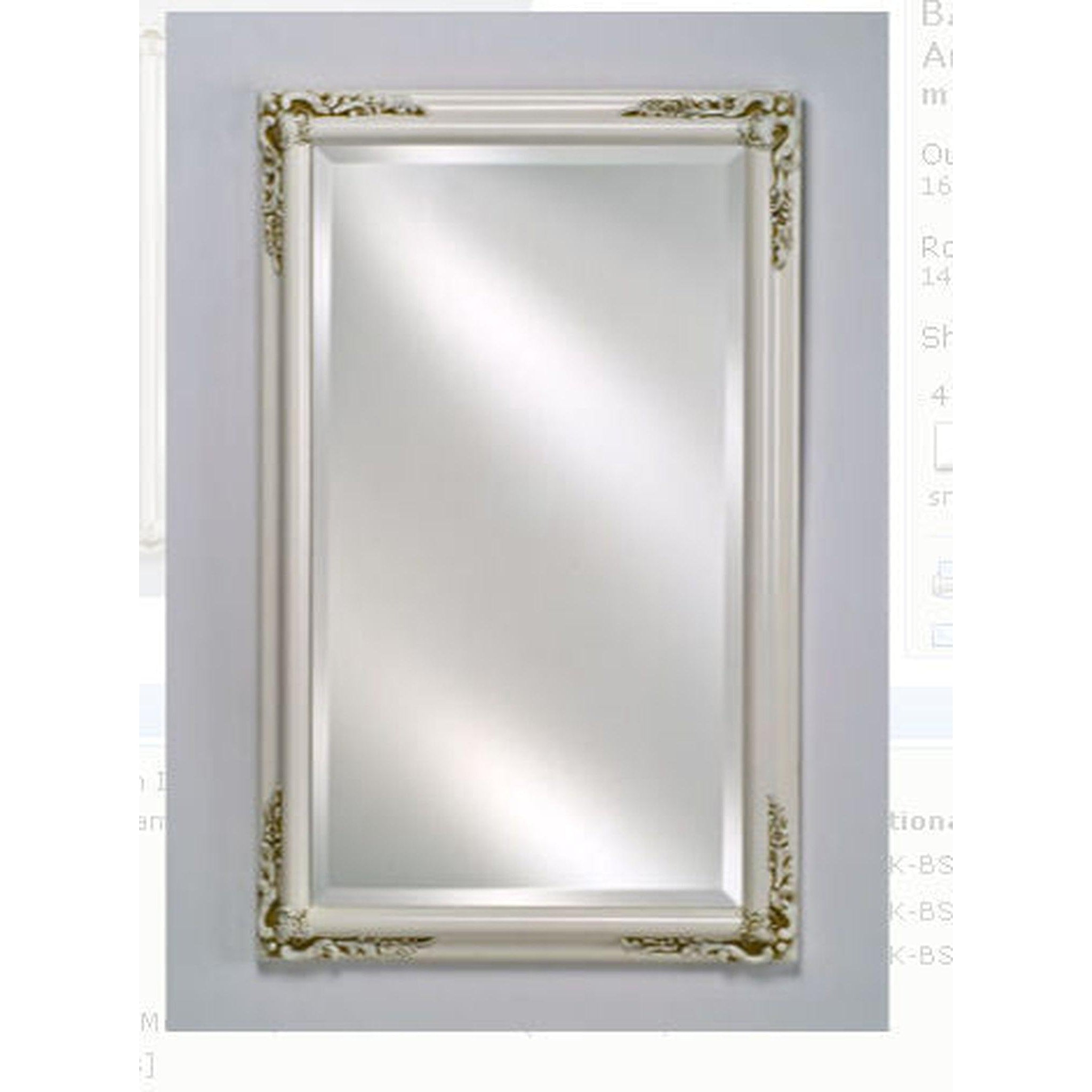 Afina, Afina Basix Plus 16" x 22" Antique White Recessed Left Or Right Hinged Single Door Beveled Mirror Medicine Cabinet