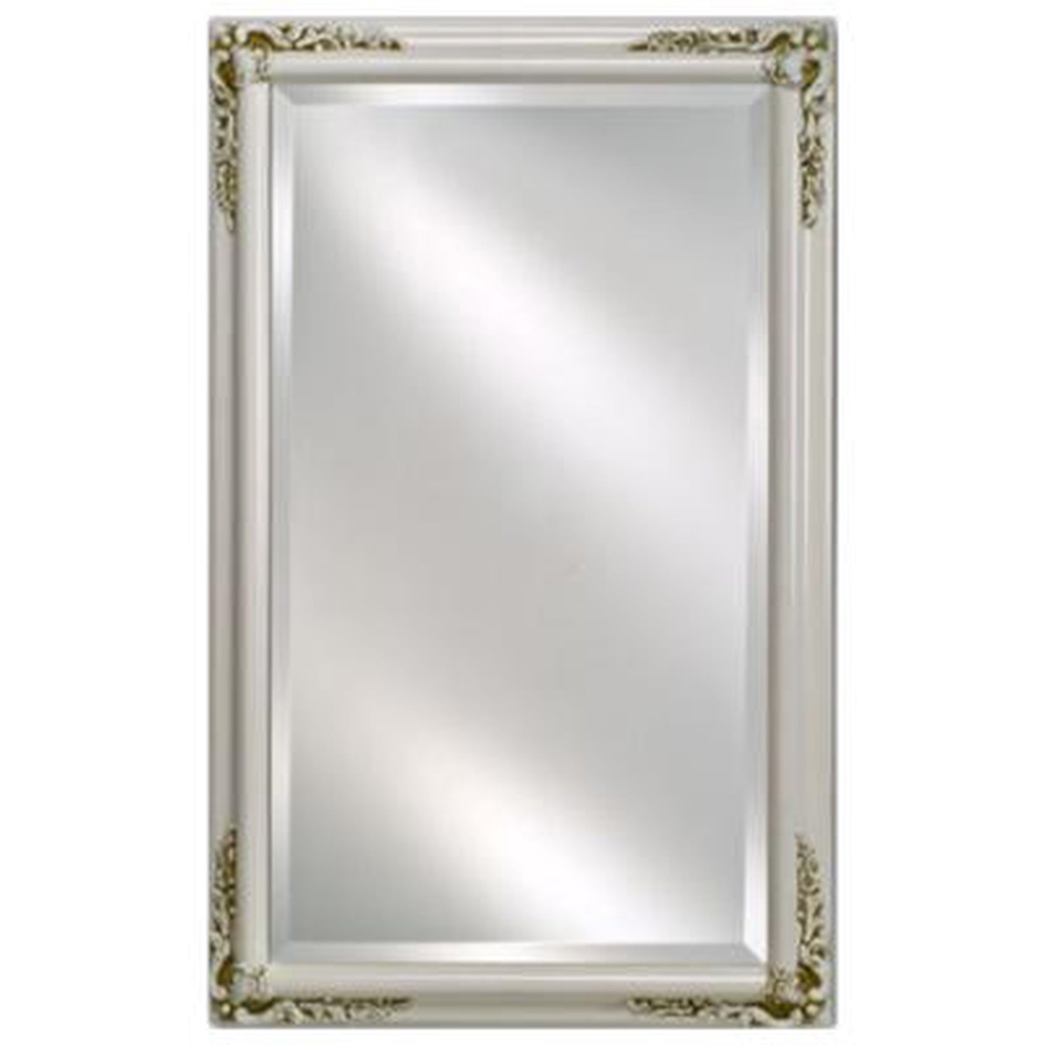 Afina, Afina Basix Plus 16" x 22" Antique White Recessed Left Or Right Hinged Single Door Beveled Mirror Medicine Cabinet