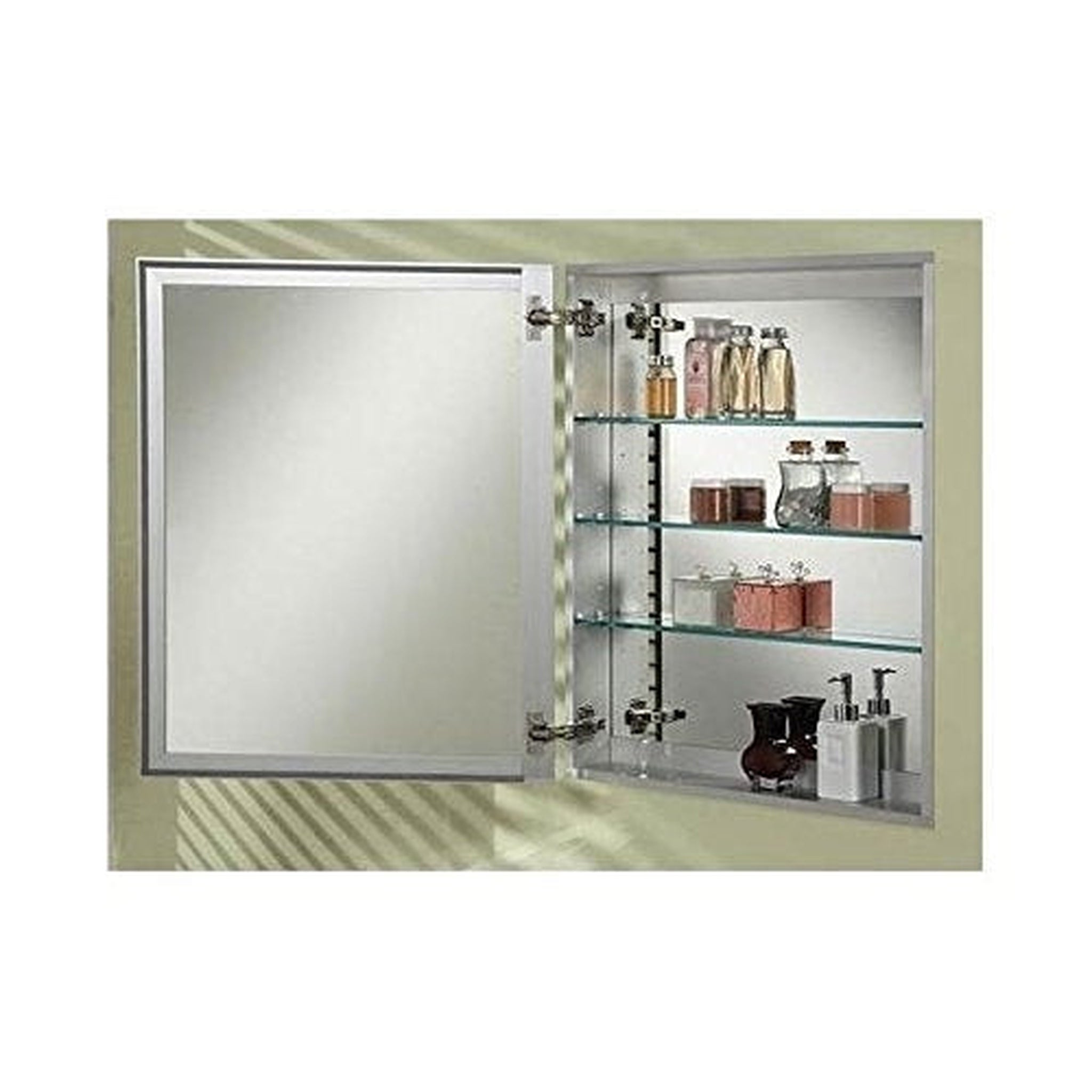 Afina, Afina Broadway 24" x 30" Recessed Reversible Hinged Single Door Beveled Edge Medicine Cabinet