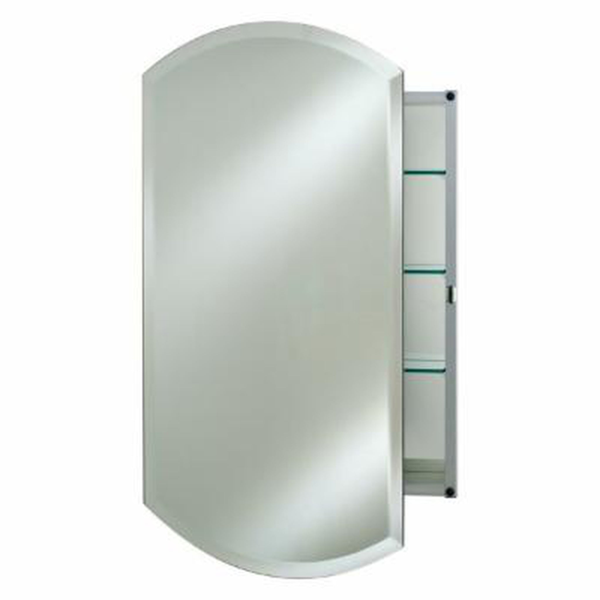 Afina, Afina Double Arch Top 16" x 26" Recessed Left Hinged Single Door Medicine Cabinet With Beveled Edge Mirror