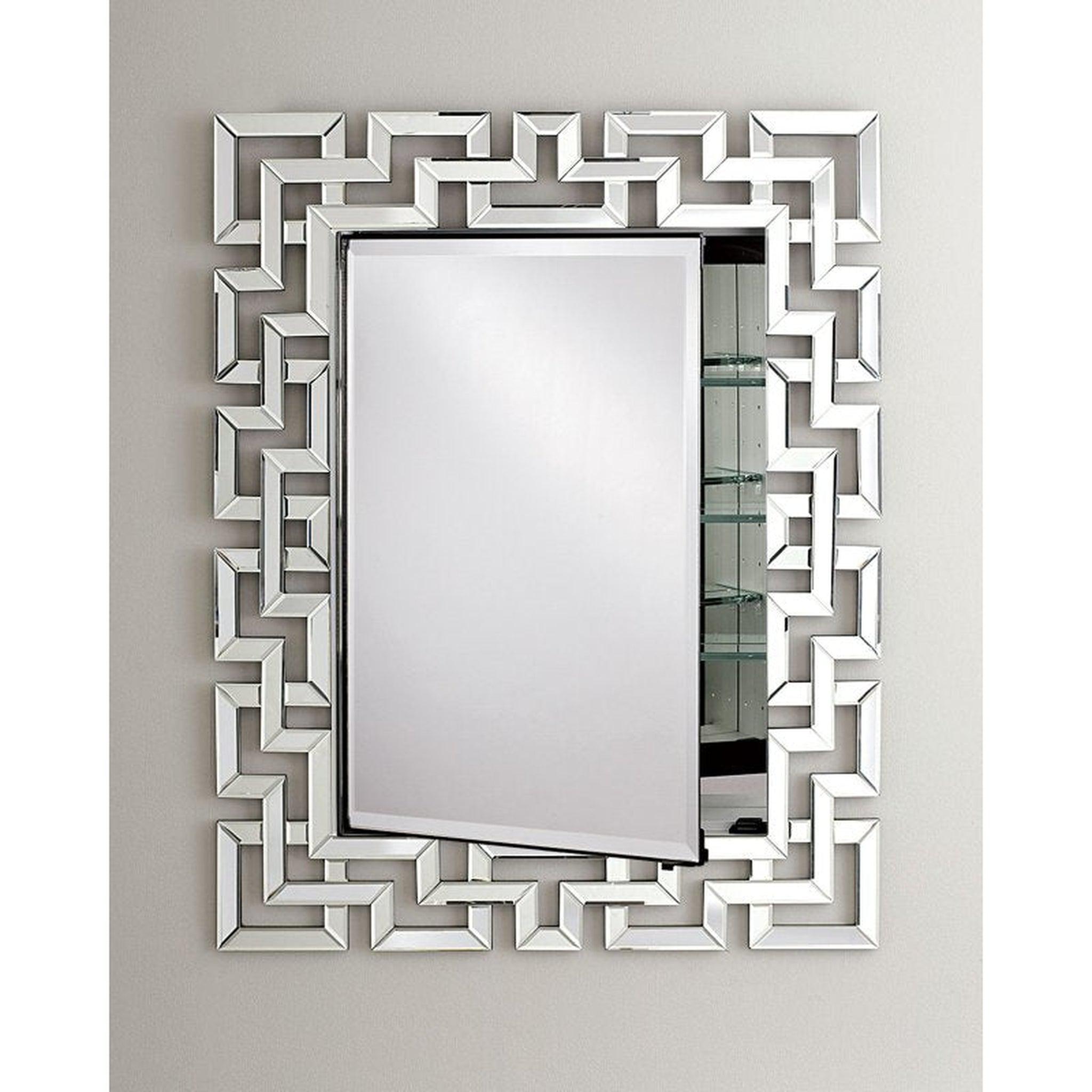 Afina, Afina Radiance 30" x 36" Greek Key Single Door Recessed Reversible Hinged Medicine Cabinet