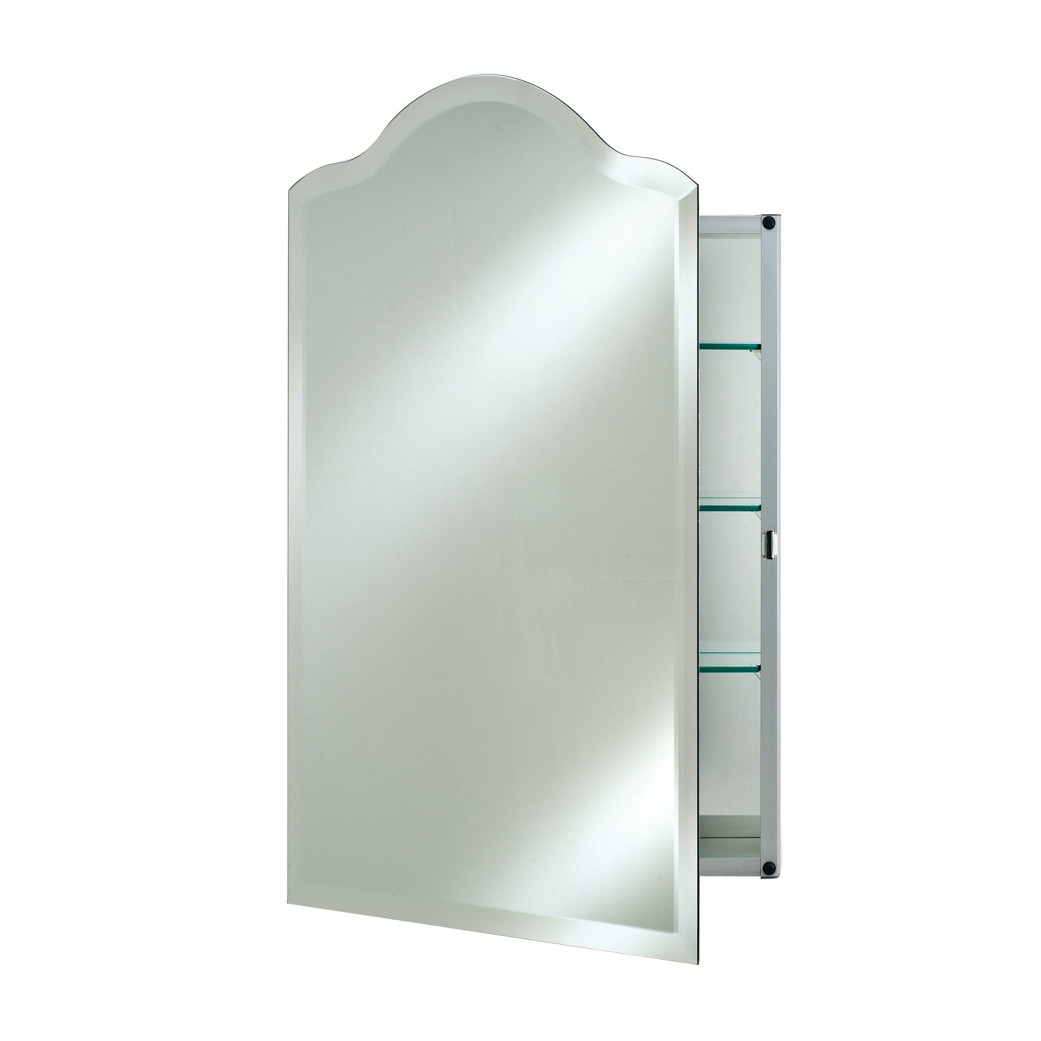 Afina, Afina Scallop Top 24" x 35" Recessed Left Hinged Single Door Medicine Cabinet With Beveled Edge Mirror