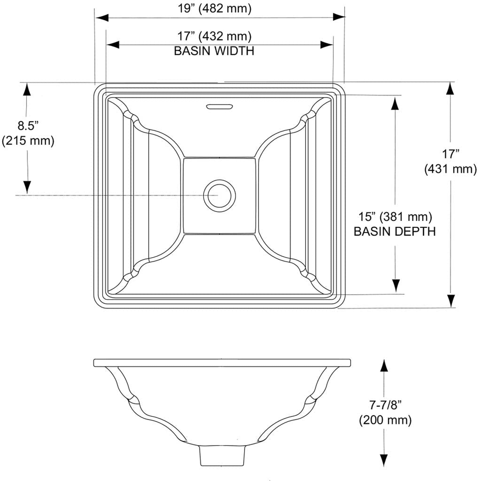 TOTO, Aimes 17" x 15" Bone Rectangular Undercounter Lavatory Sink