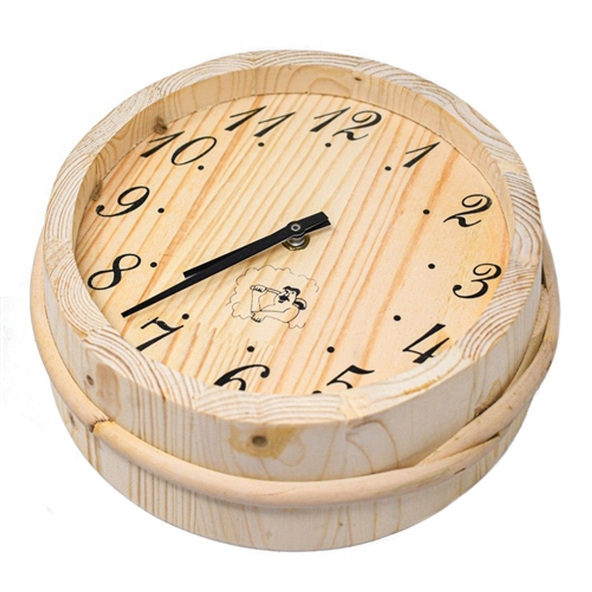 Aleko, Aleko 8" Handcrafted Analog Sauna Clock Accessory in Pine Wood Finish