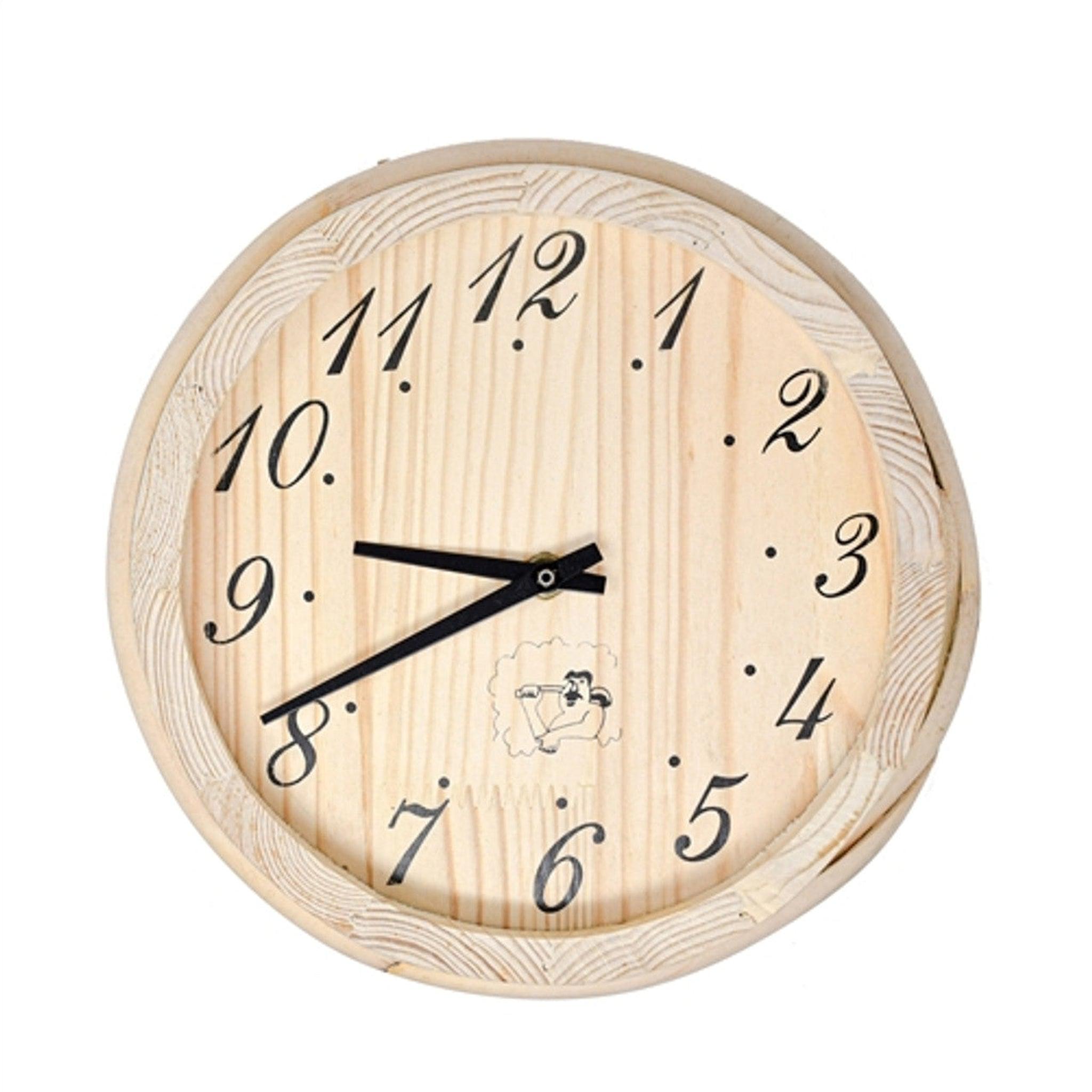 Aleko, Aleko 8" Handcrafted Analog Sauna Clock Accessory in Pine Wood Finish