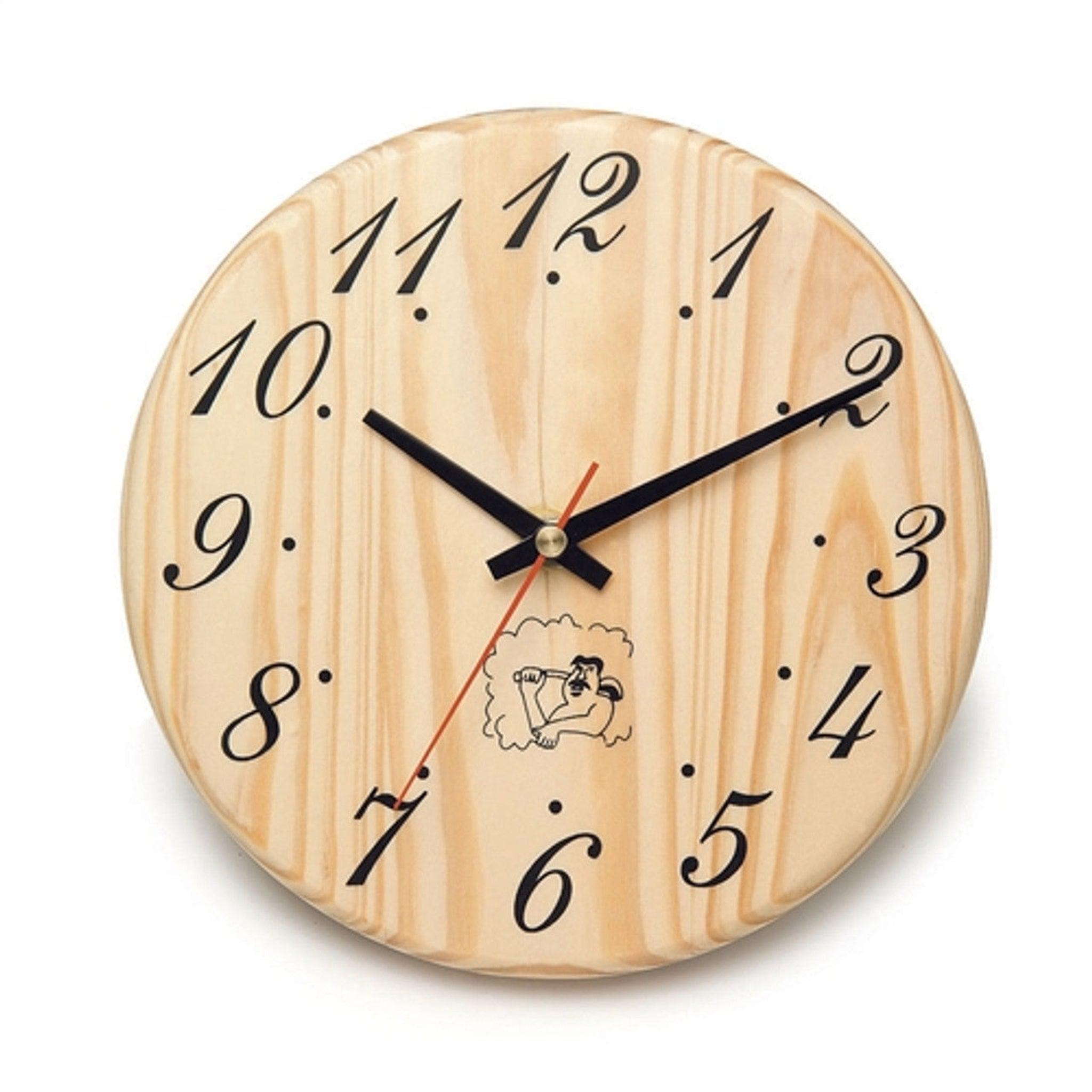 Aleko, Aleko 8" Handcrafted Sleek Analog Sauna Clock Accessory in Pine Wood Finish