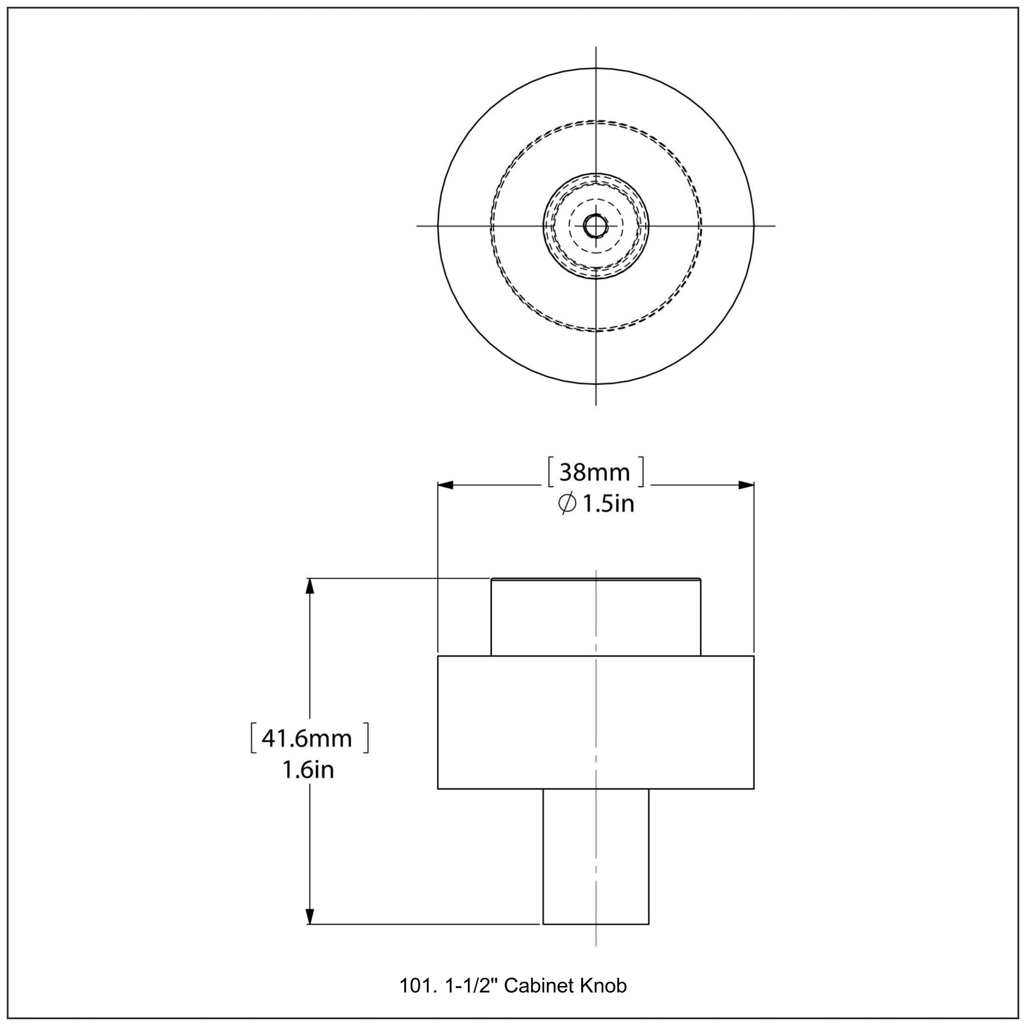 Allied Brass, Allied Brass 101 1.5" Matte Black Solid Brass Cabinet Knob