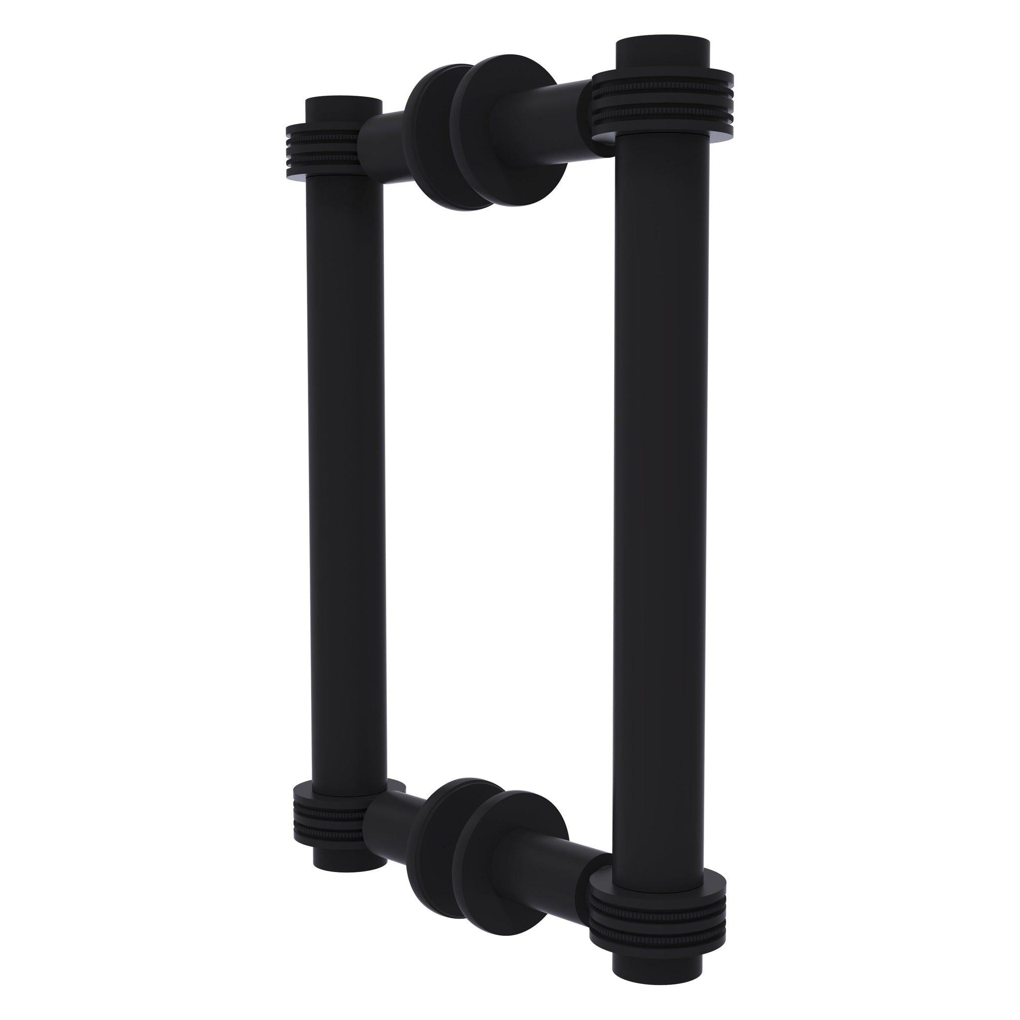 Allied Brass, Allied Brass 404D-8BB 9.4" x 7.2" Matte Black Solid Brass Back-to-Back Shower Door Pull with Dotted Accent