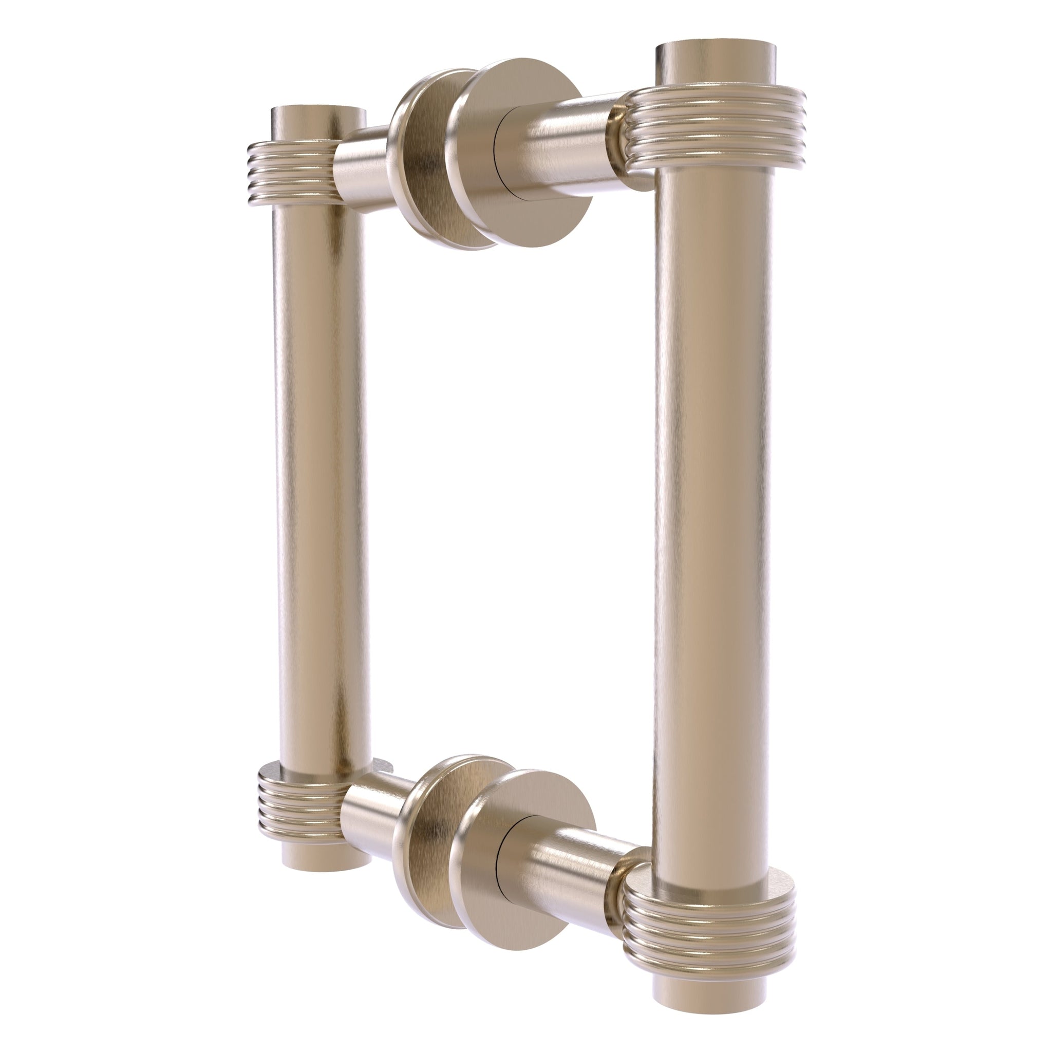 Allied Brass, Allied Brass 404G-6BB 7.4" x 7.2" Antique Pewter Solid Brass Back-to-Back Shower Door Pull with Grooved Accent