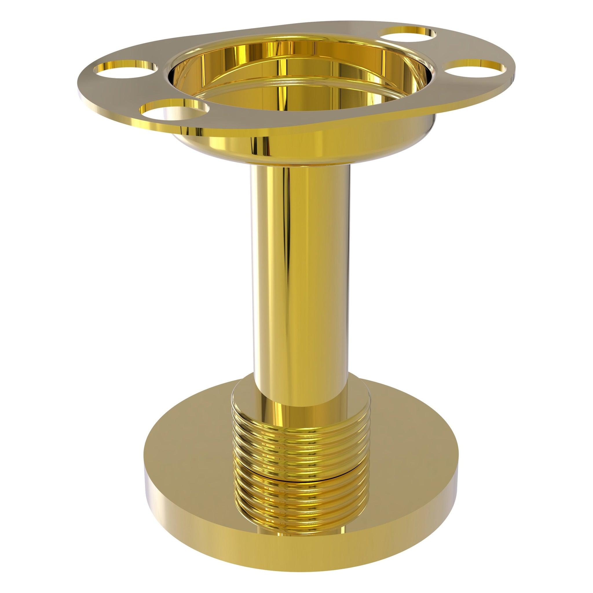 Allied Brass, Allied Brass 955G 4.3" x 3.5" Polished Brass Solid Brass Vanity Top Tumbler and Toothbrush Holder With Grooved Accents