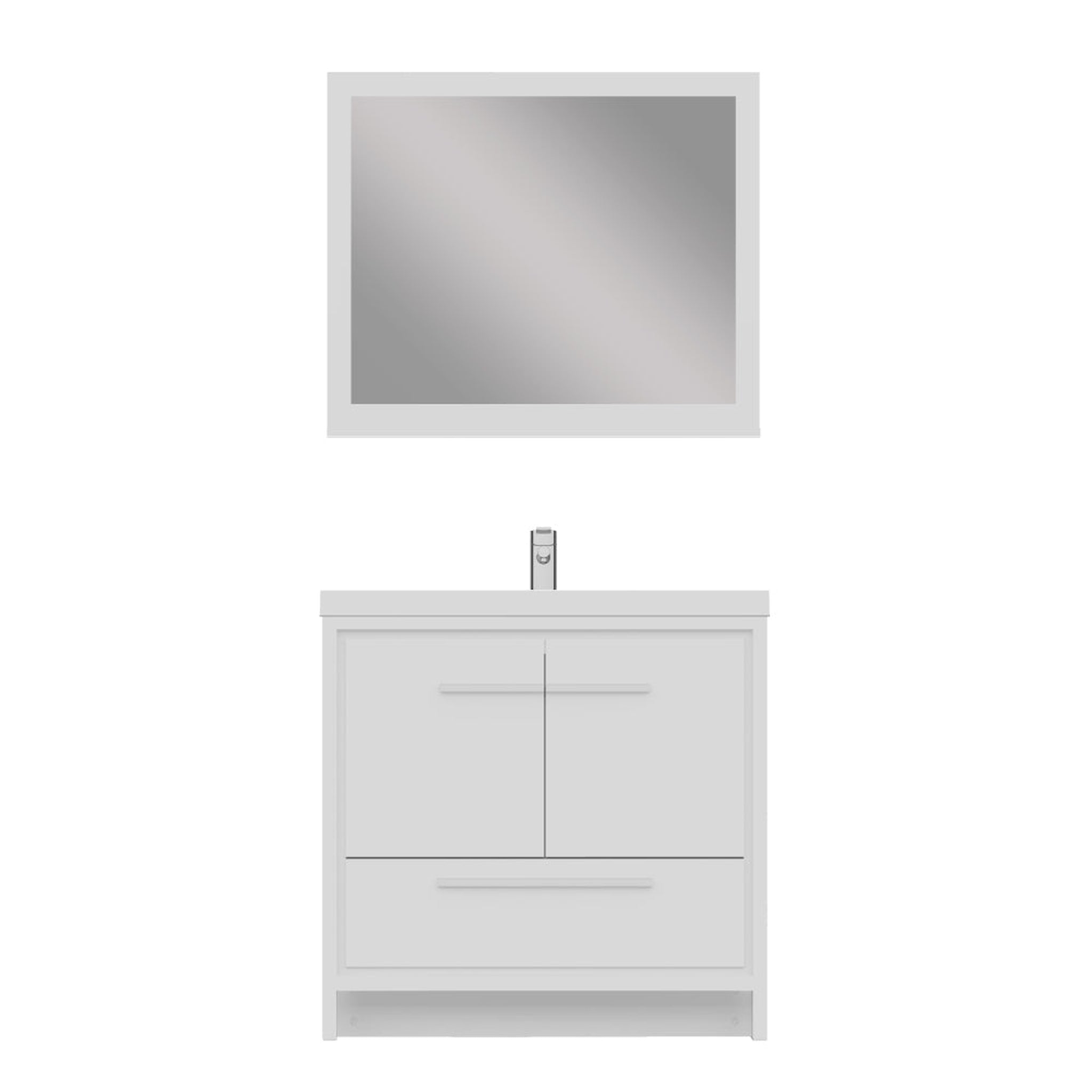 Alya Bath, Alya Bath Sortino 36" Single White Modern Freestanding  Bathroom Vanity With Acrylic Top and Integrated Sink